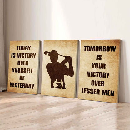 Combo 3 Warrior Canvas Poster Today Is Victory Over Yourself Of Yesterday Tomorrow Is Your Victory Over Lesser Men