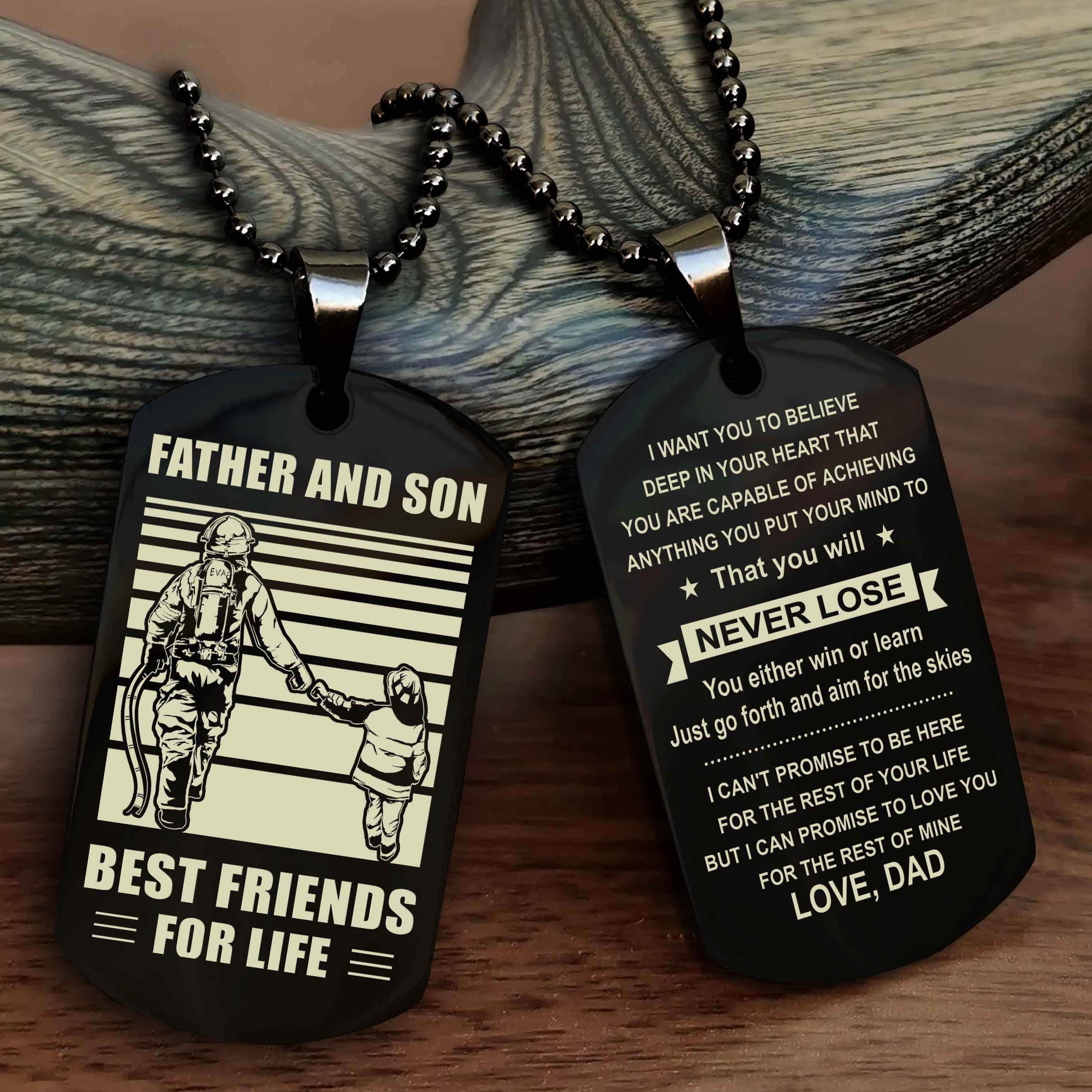 Cowboy Personalized Double Sided Dog Tag To My Son I Love You - You Will Never Lose You Either Win Or Learn From Dad To Son