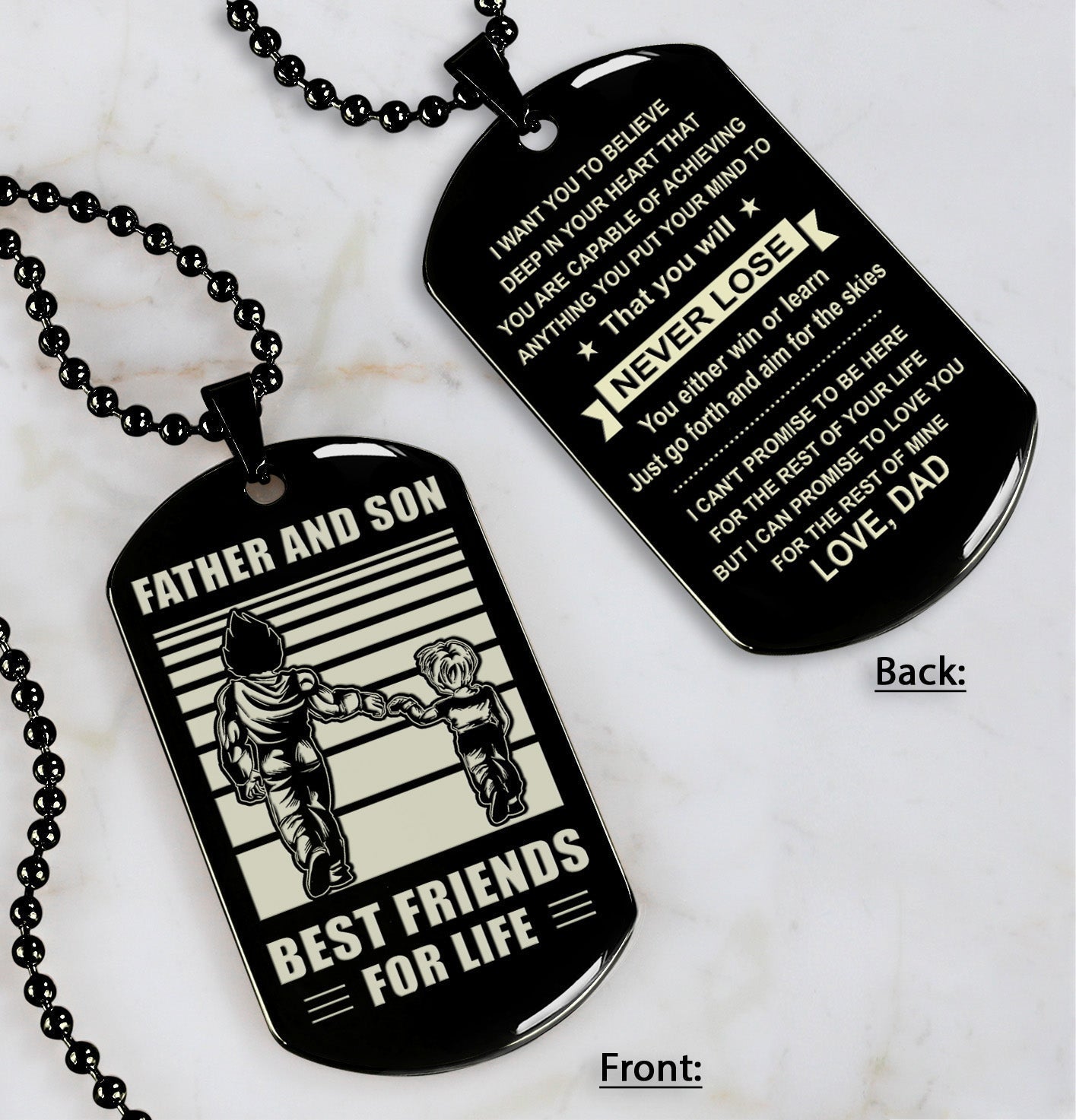 VC Personalized Double Sided Dog Tag Father And Son Best Friends For Life - Message on the back side