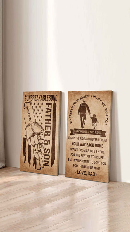 Father And Son Canvas Set To My Son Enjoy The Ride Never Forget Your Way Back Home