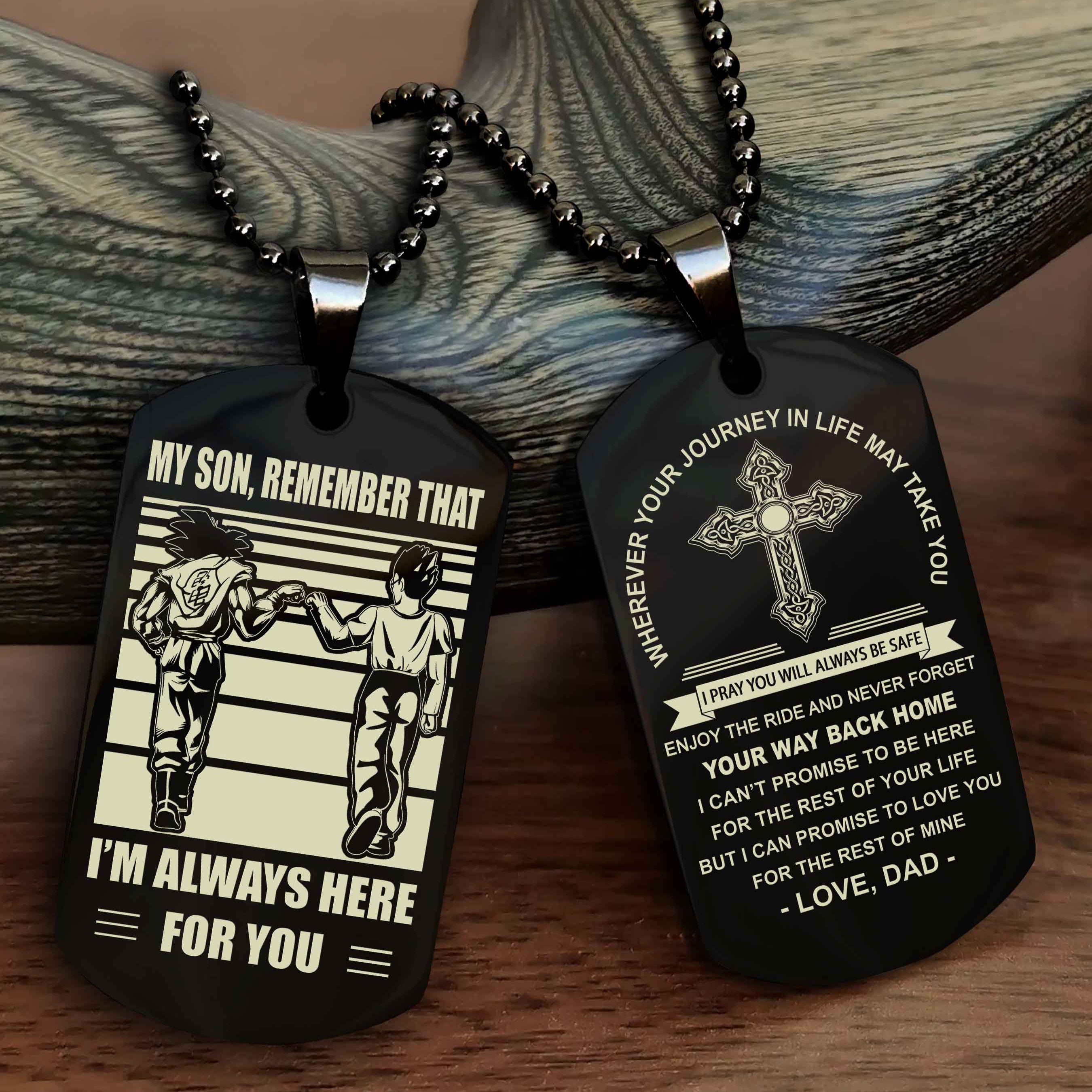 DRB Cross Double Sided Dog Tag My Son Remember That - Gift For Son Enjoy The Ride Never Forget Your Way Back Home