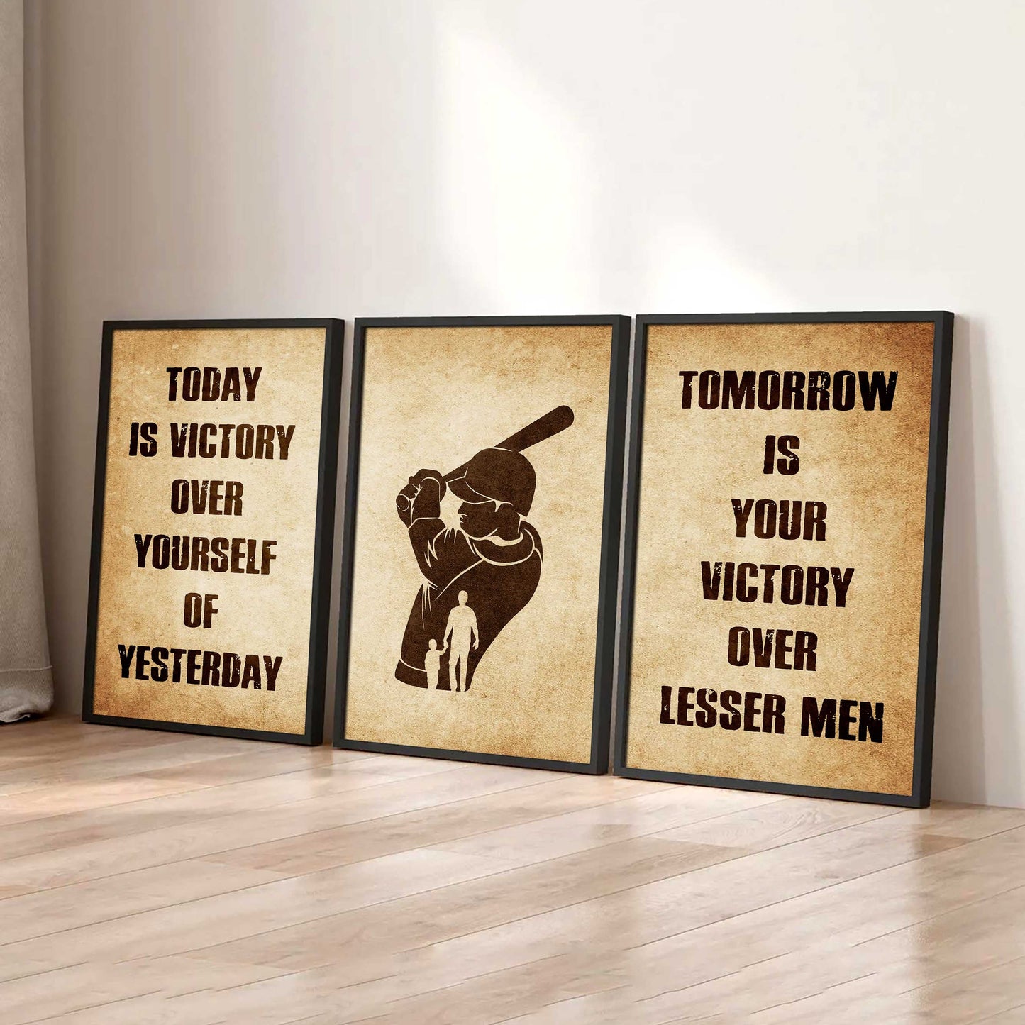 Combo 3 Warrior Canvas Poster Today Is Victory Over Yourself Of Yesterday Tomorrow Is Your Victory Over Lesser Men