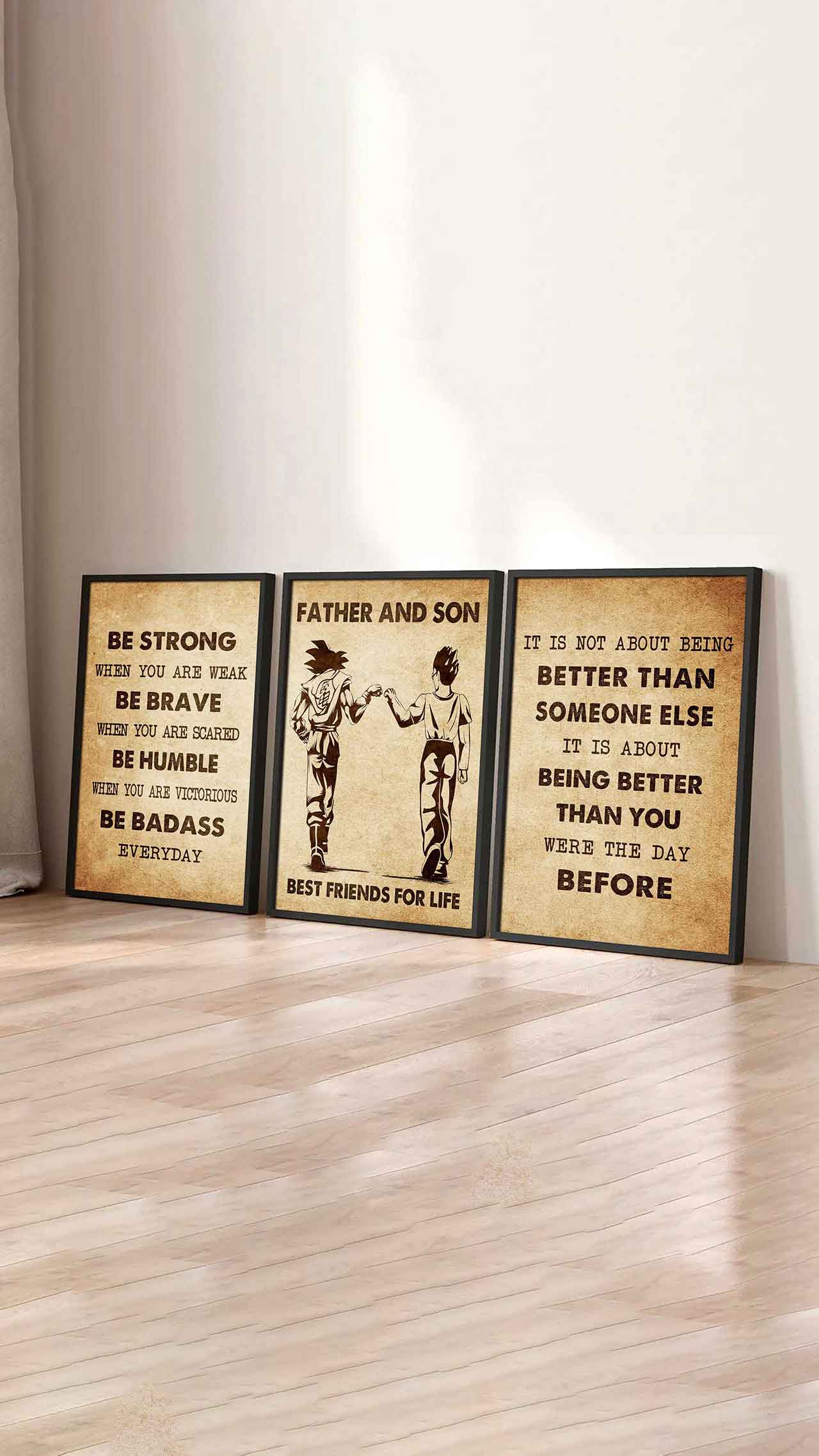 Combo 3 Biker Poster Canvas Be Strong When You Are Weak - It's Not About Being Better Than Someone Else It's About Being Better Than You Were The Day Before