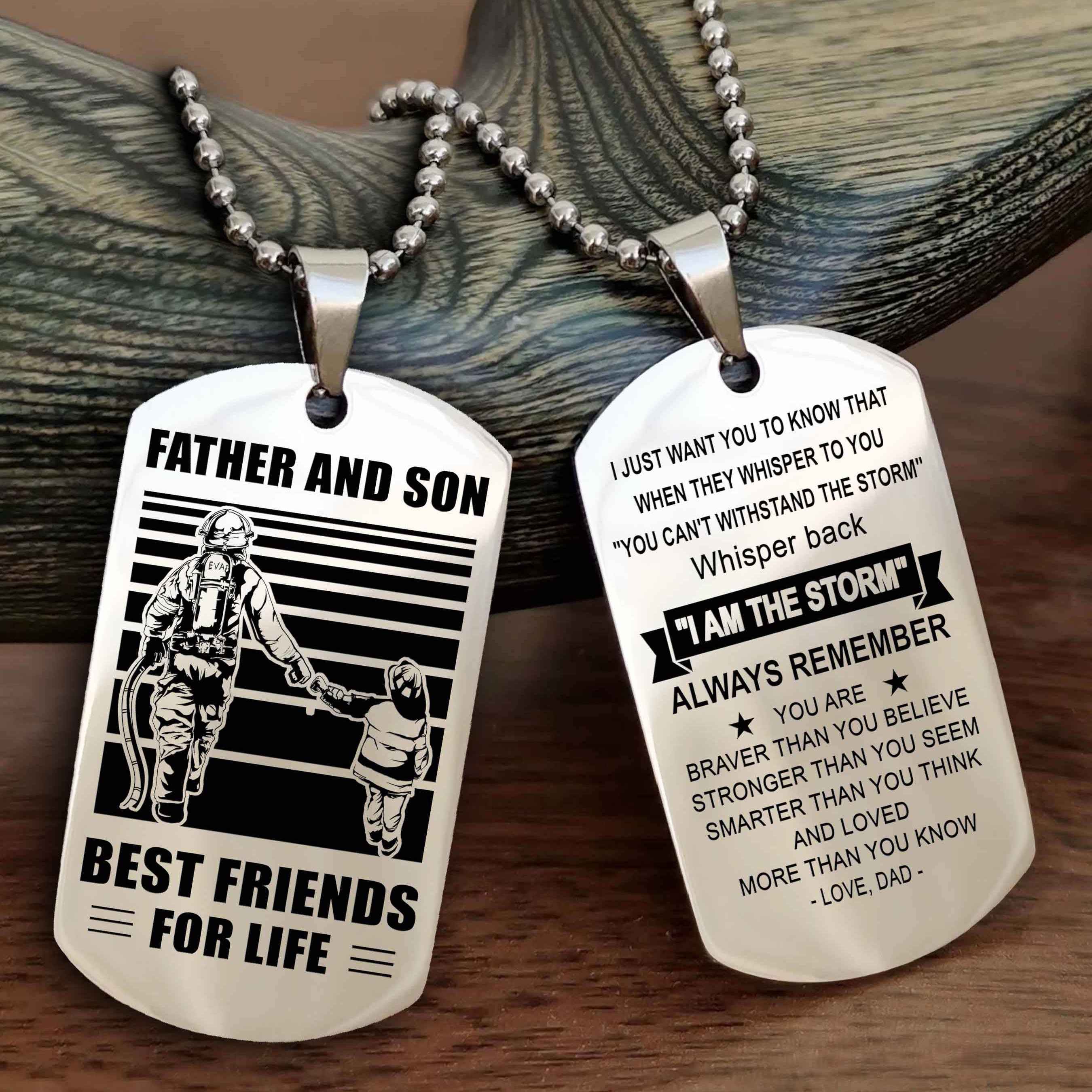 Cowboy Personalized Double Sided Dog Tag To My Son I Love You - Whisper Back I'm The Storm