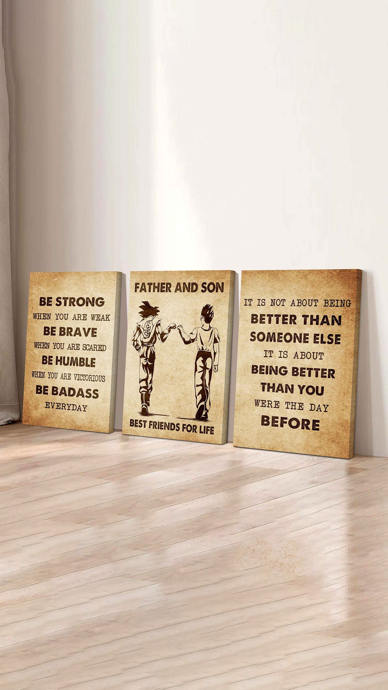 Combo 3 Biker Poster Canvas Be Strong When You Are Weak - It's Not About Being Better Than Someone Else It's About Being Better Than You Were The Day Before