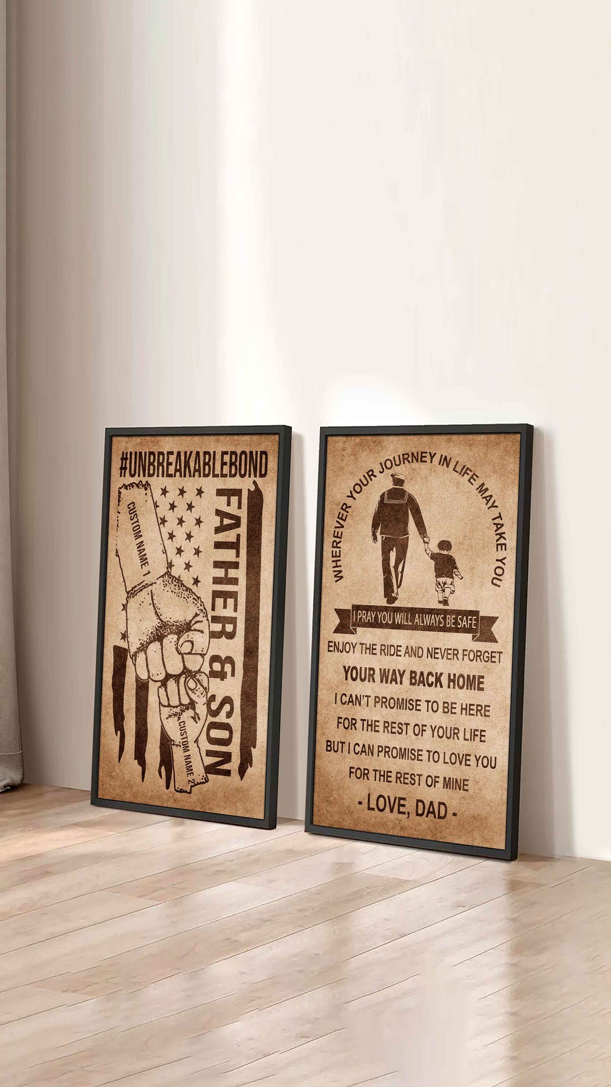 Father And Son Canvas Set To My Son Enjoy The Ride Never Forget Your Way Back Home