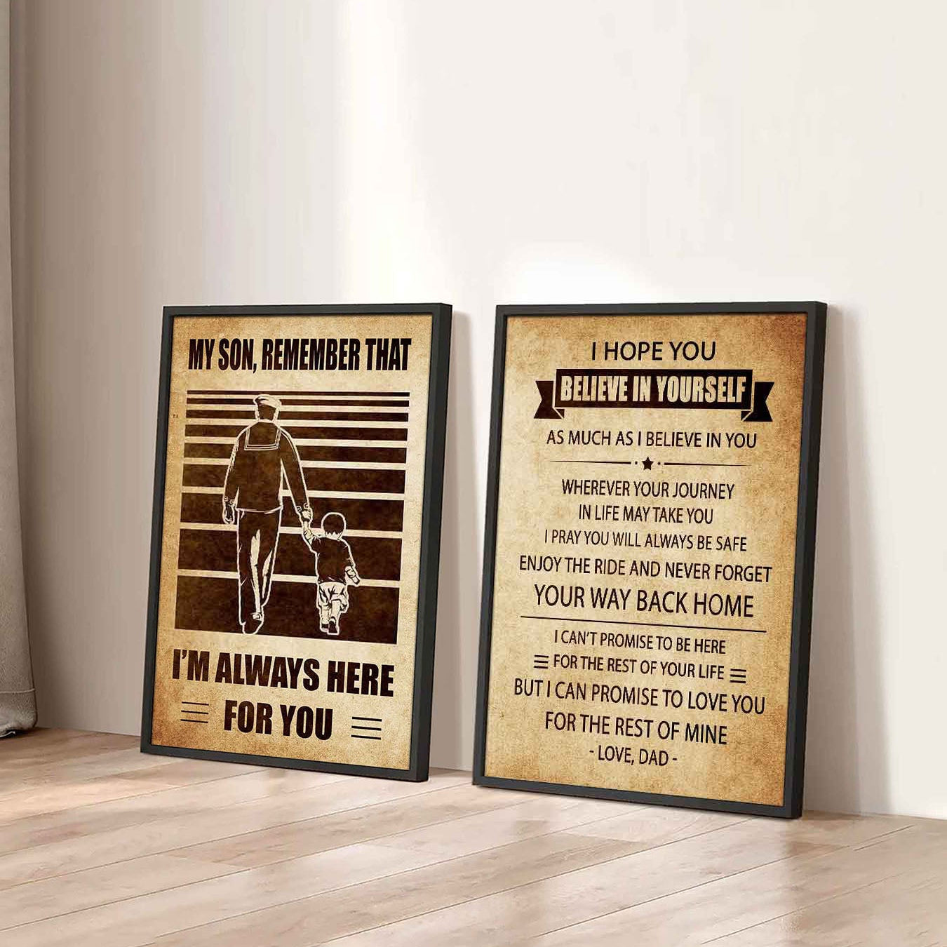 Combo 2 DRB Poster Canvas My Son Remember That - Never Forget Your Way Back Home