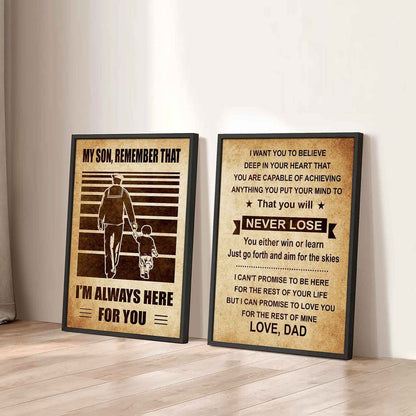 Combo 2 Sport Poster Canvas My Son Remember That - You Will Never Lose You Either Win Or Learn