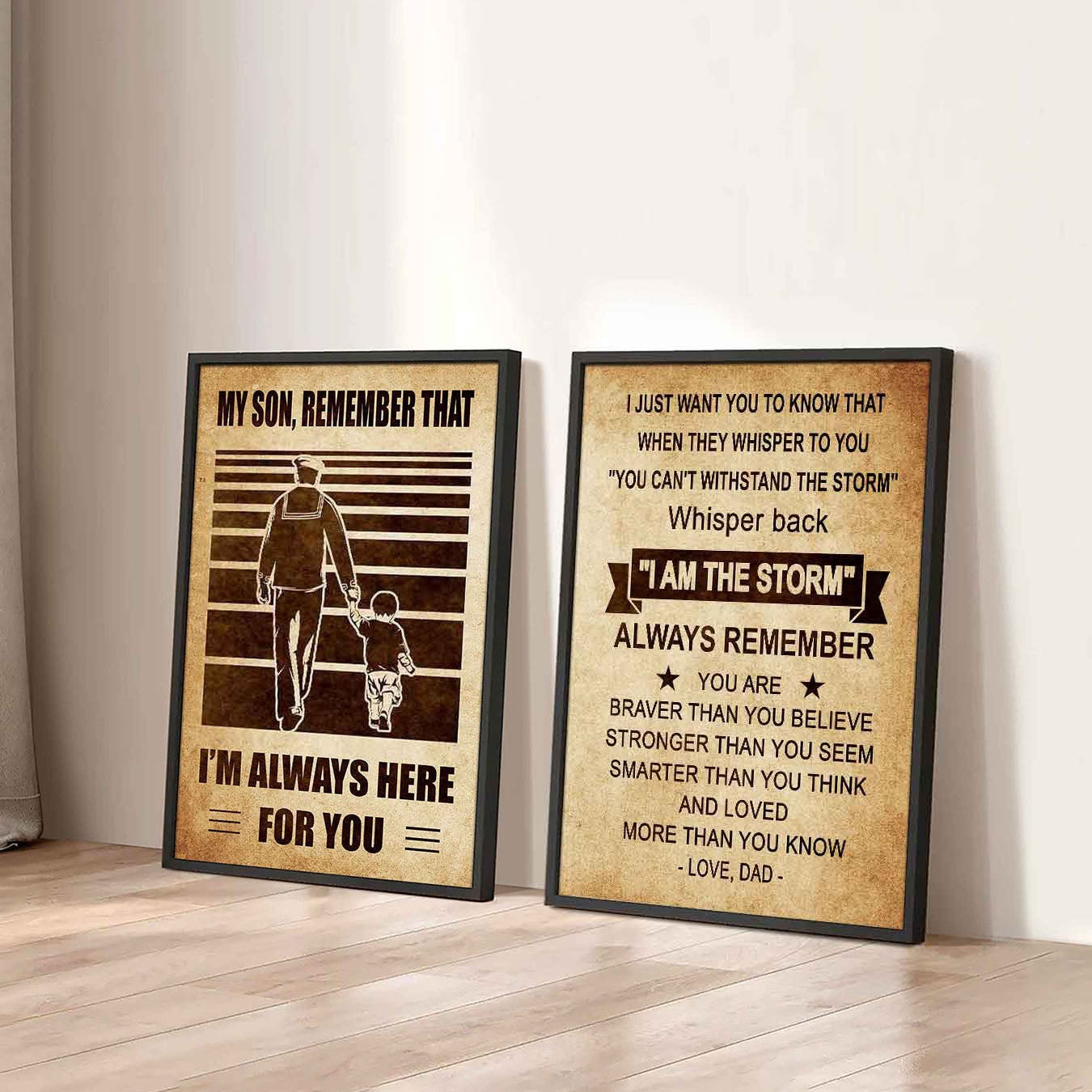 Combo 2 Sport Poster Canvas My Son Remember That - Whisper Back I'm The Storm