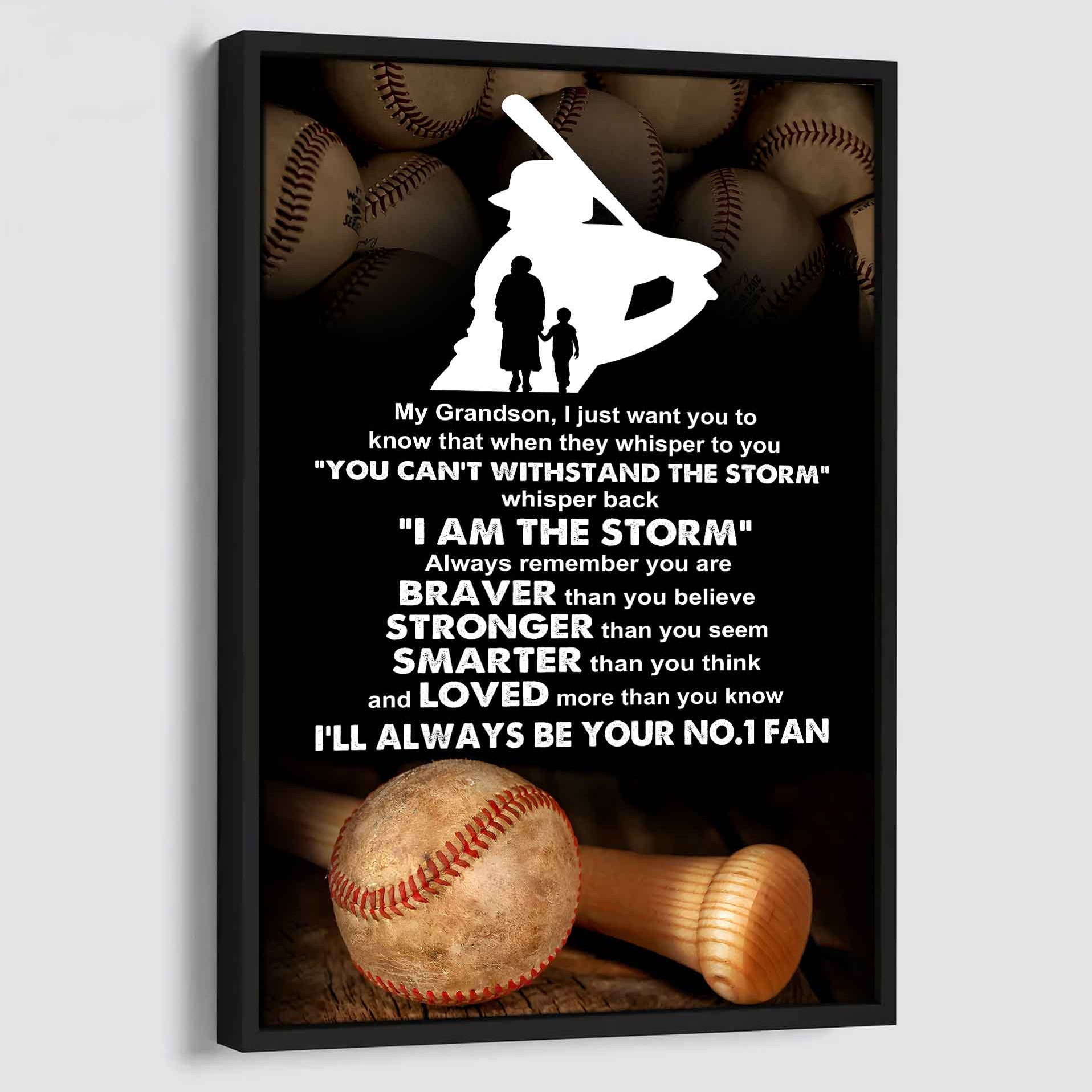 Hockey Poster Canvas Grandma To Grandson - Whisper Back I Am The Storm I Will Always Your No 1 Fan