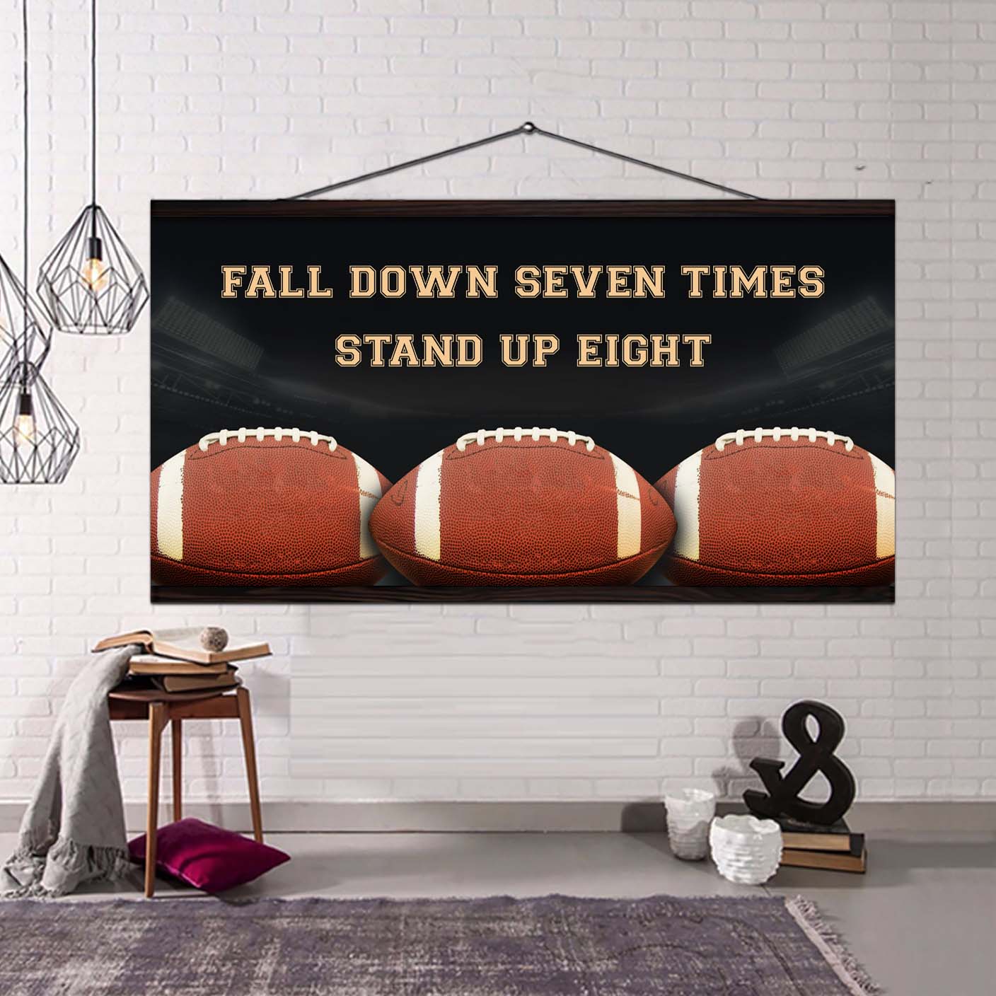 Golf poster canvas fall down seven times stand up eight