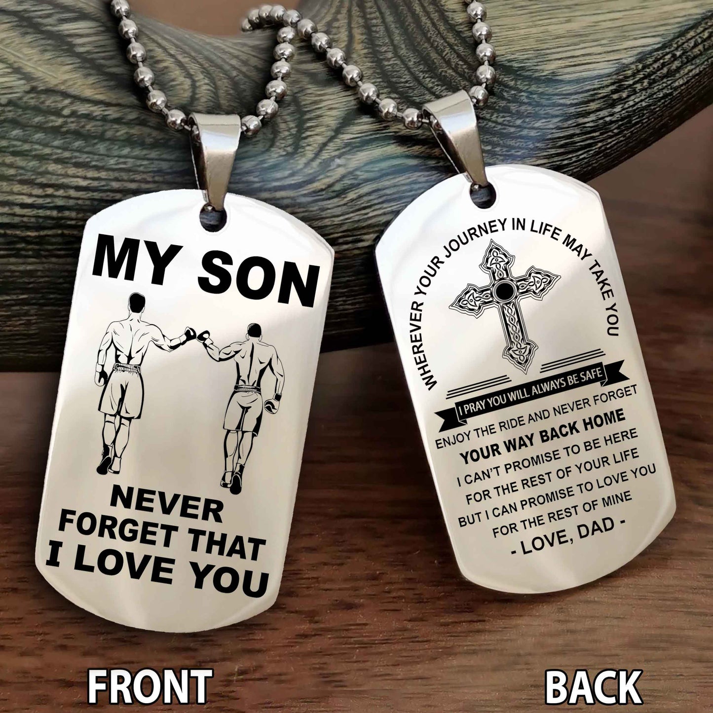 Special Version Double Side Dog Tag My Son Never Forget Your Way Back Home Cross Gift For You Son