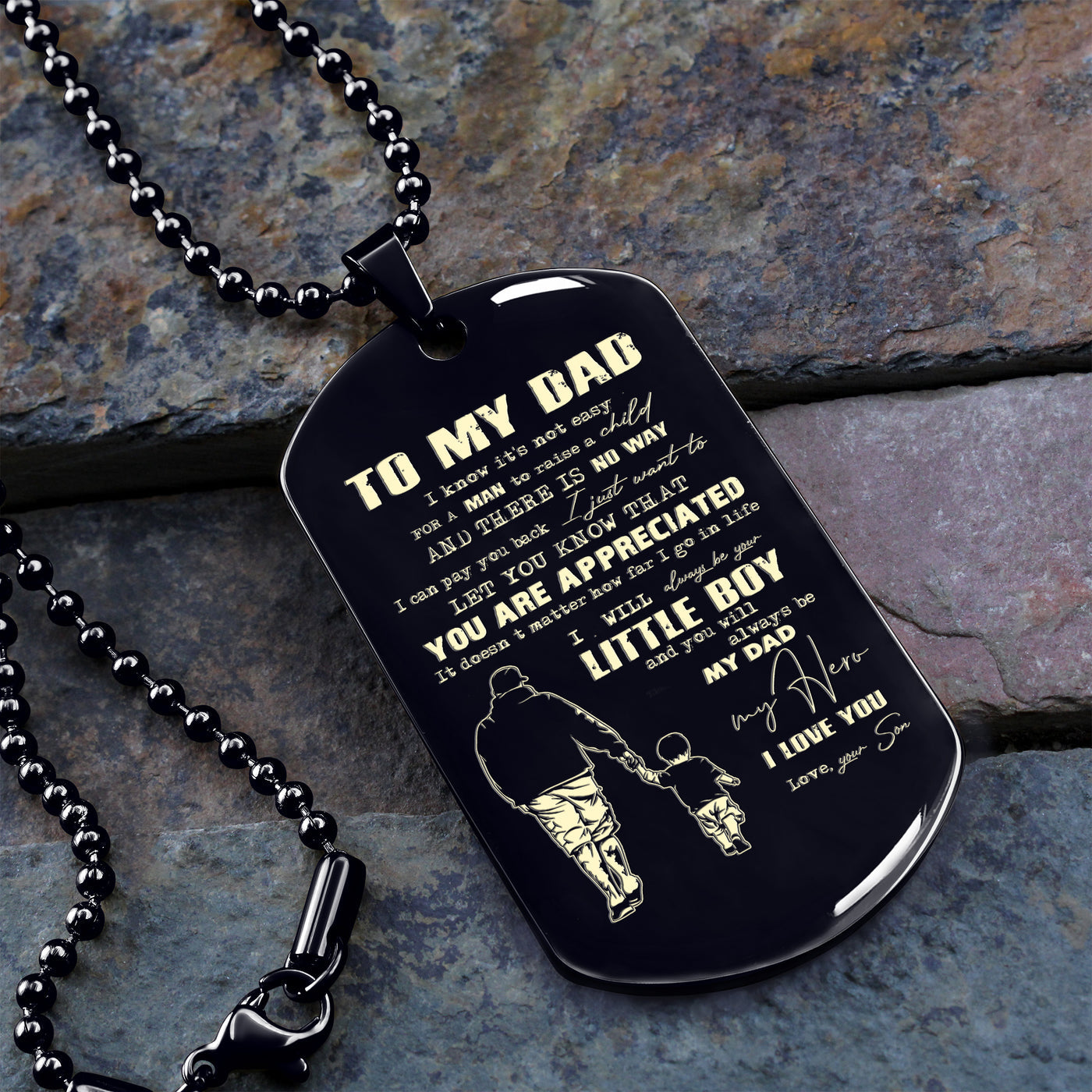 To My Dad One Side Engrave Dog Tag Gift For Your Dad Your Father