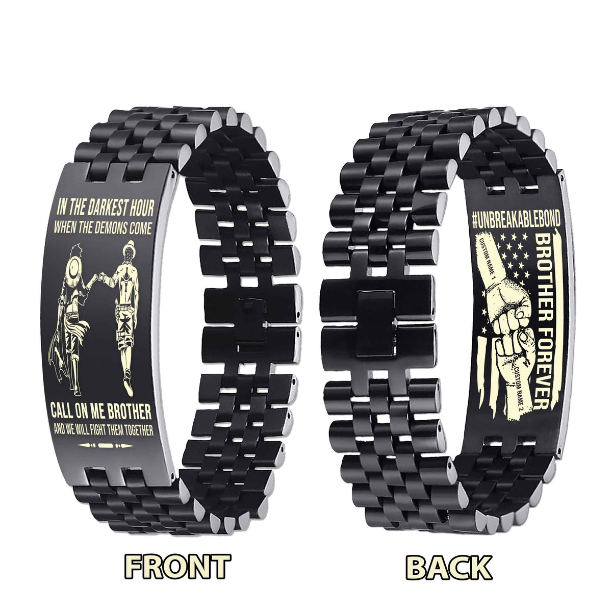 Warrior Customizable Engraved Double Sided Bracelet Unbreakable Bond Call On Me Brother And We Will Fight Them Together