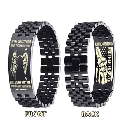 Warrior Customizable Engraved Double Sided Bracelet Unbreakable Bond Call On Me Brother And We Will Fight Them Together