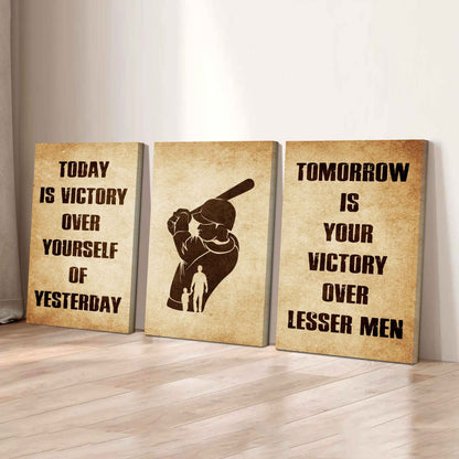 Combo 3 Warrior Canvas Poster Today Is Victory Over Yourself Of Yesterday Tomorrow Is Your Victory Over Lesser Men