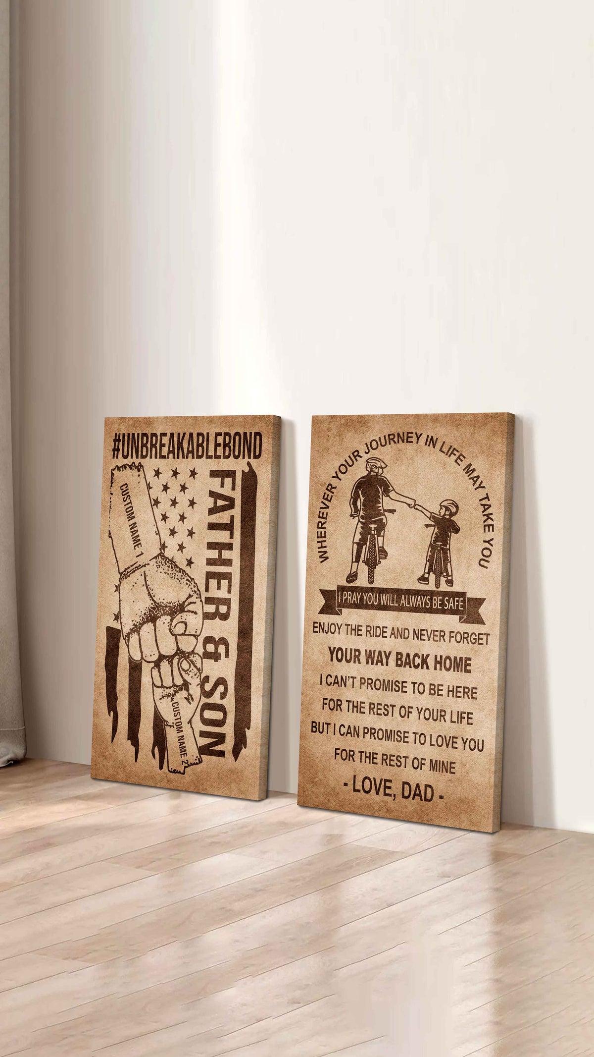 Father And Son Canvas Set To My Son Enjoy The Ride Never Forget Your Way Back Home