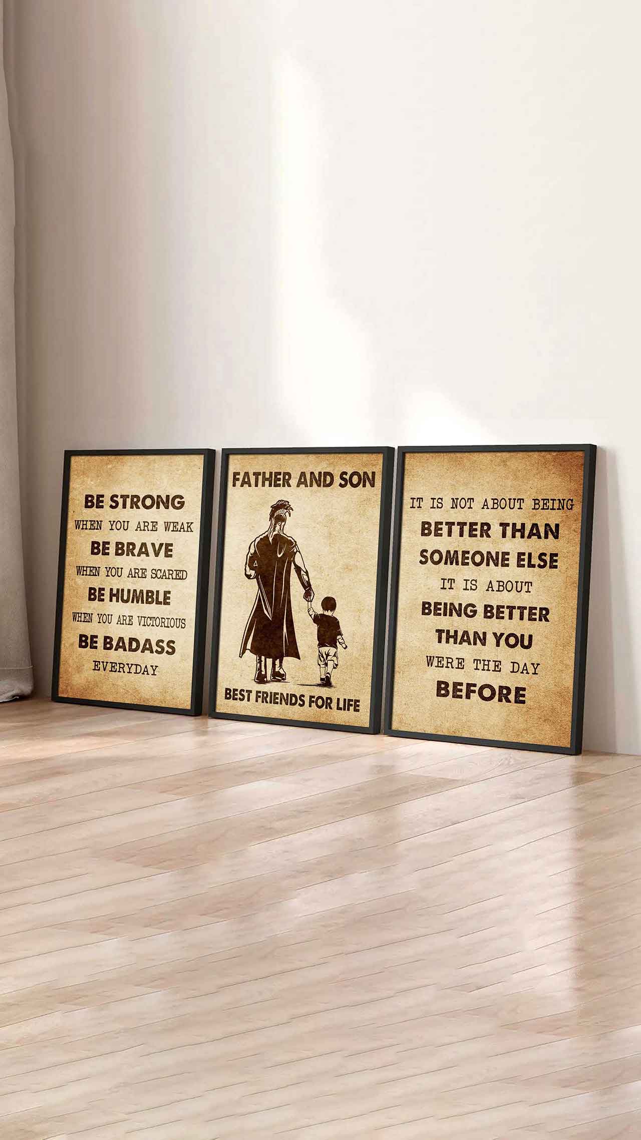Combo 3 Biker Poster Canvas Be Strong When You Are Weak - It's Not About Being Better Than Someone Else It's About Being Better Than You Were The Day Before