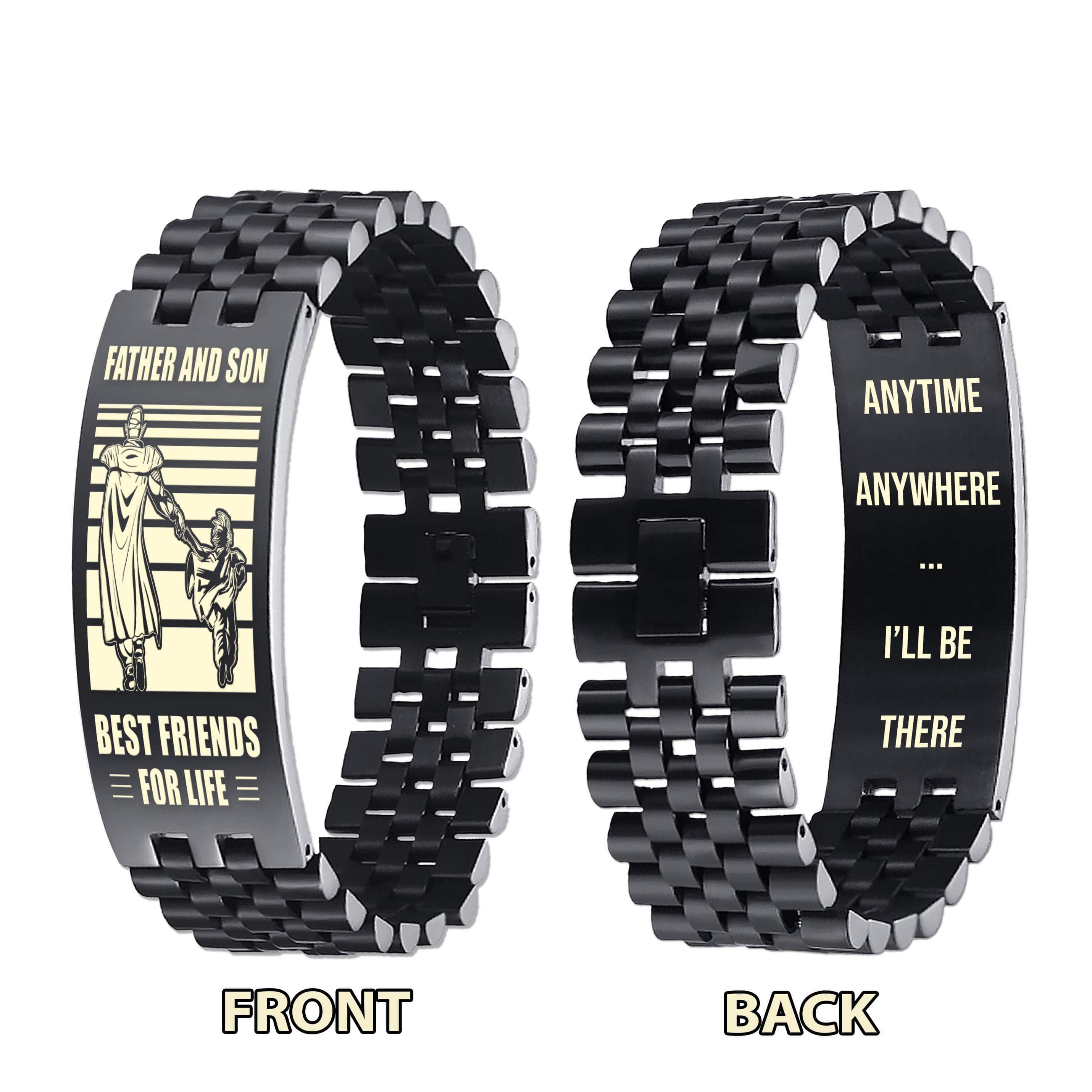 WBH Samurai Personalized Double Sided Bracelet Father And Son Best Friends For Life - Message on the back side