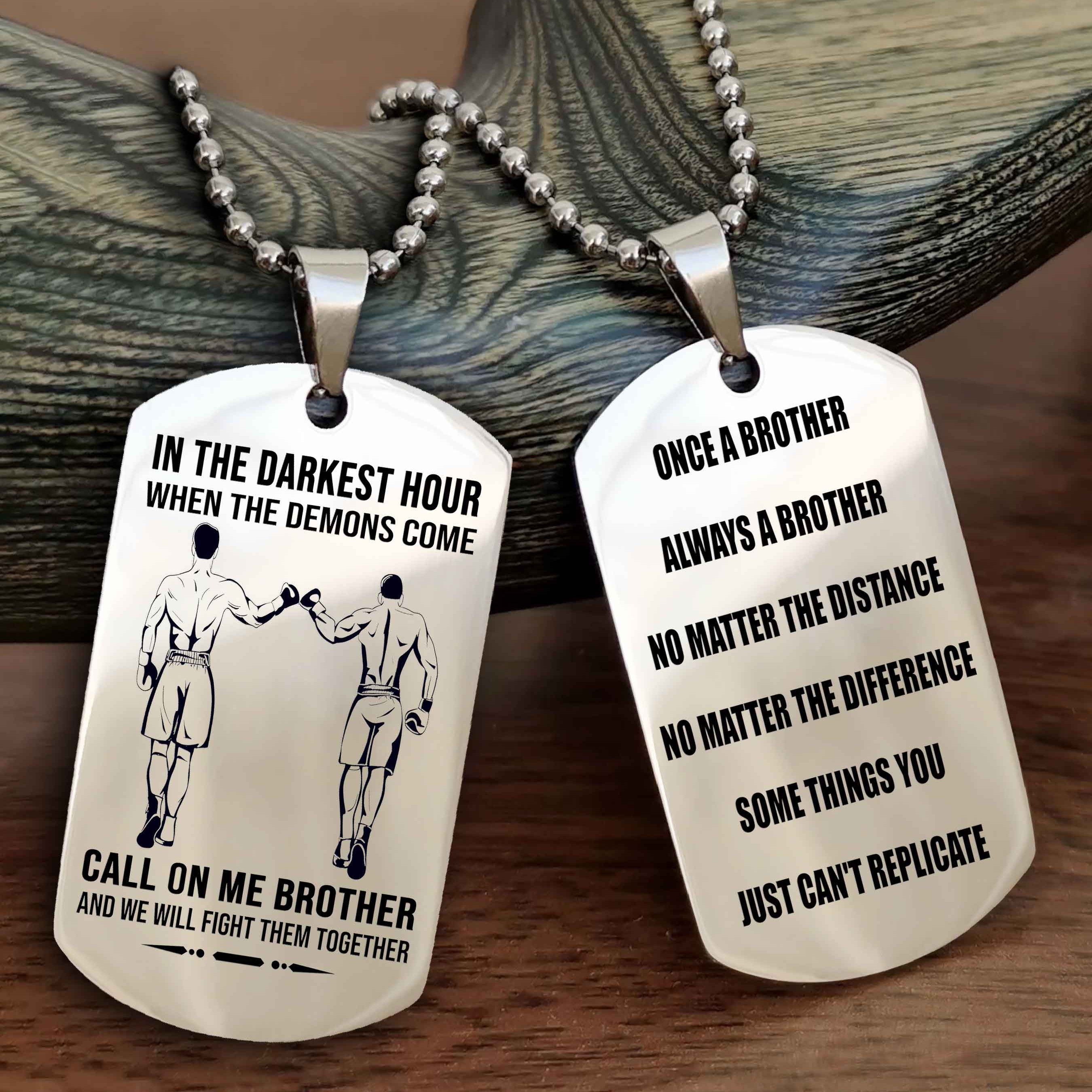 Cowboy Customizable engraved dog tag double sided gift from brother Once A Brother Always A Brother