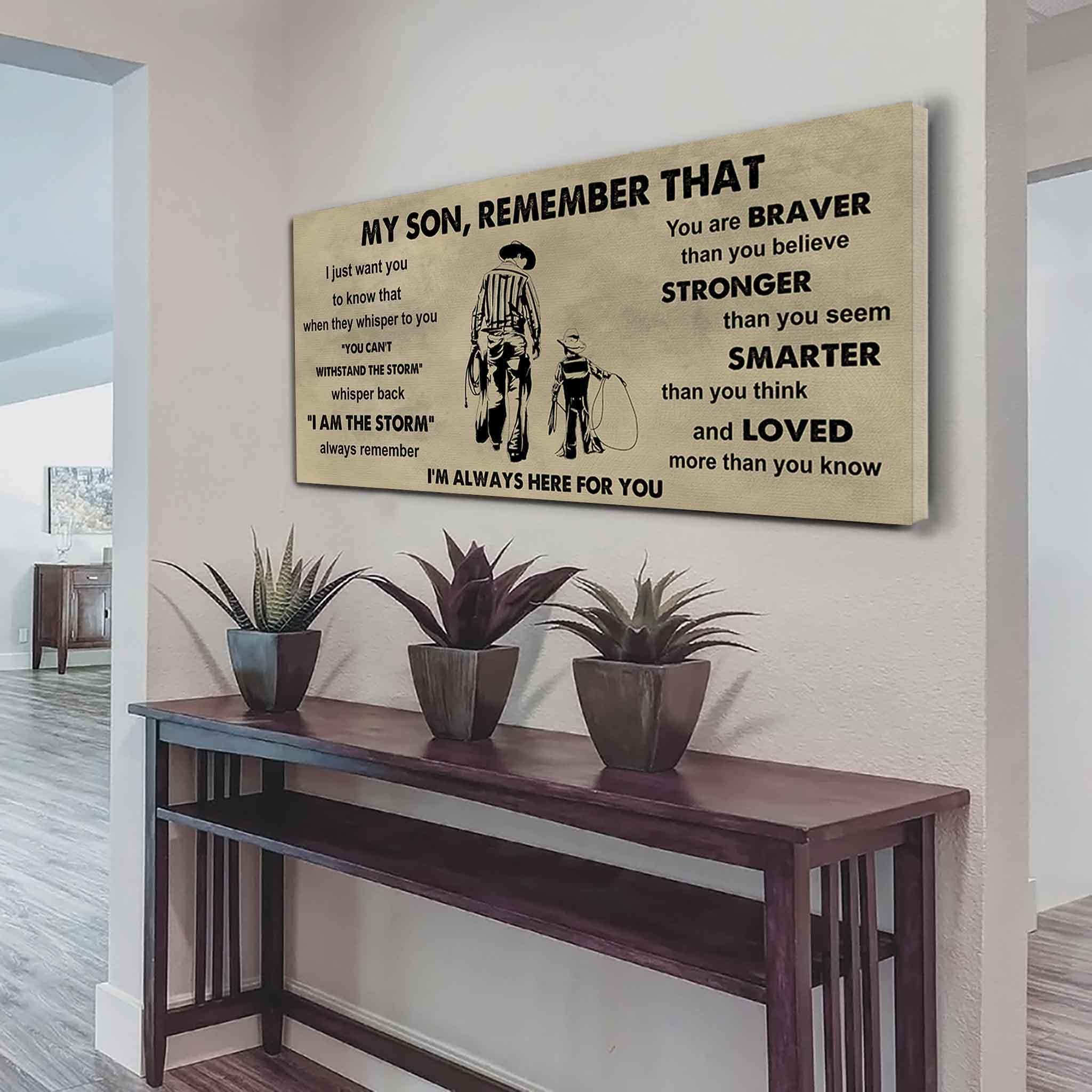 Personalized Sport Poster Canvas -  My Son Remember That Whisper Back I Am The Storm