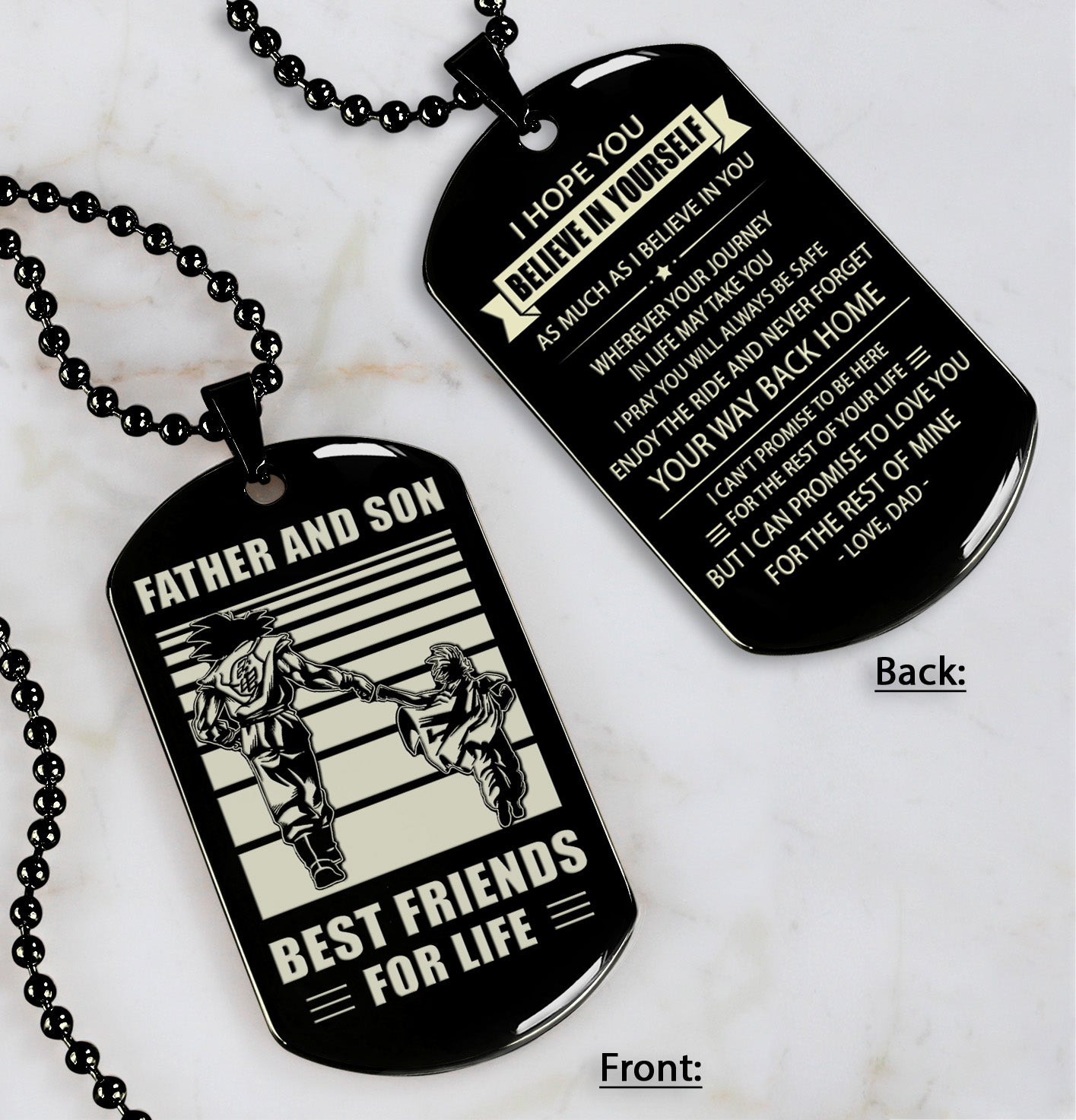 Samurai Personalized Double Sided Dog Tag Father And Son Best Friends For Life - Message on the back side