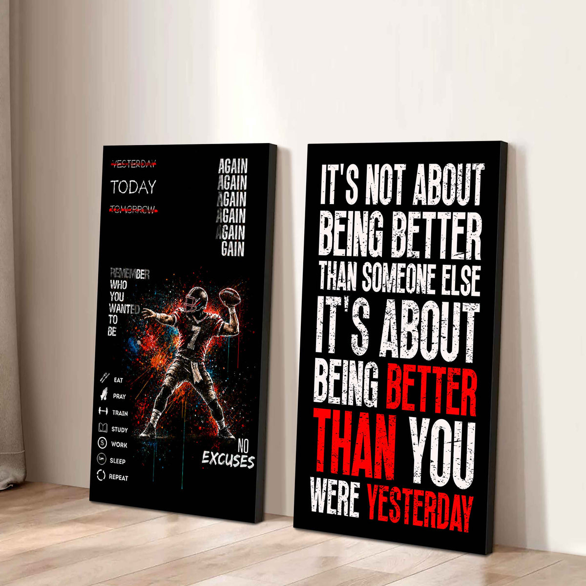 It's About Being Better Than You Were The Day Before Canvas Set Ready To Hang Gift For Your Son Your Friend