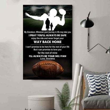 Baseball Poster Canvas Grandma To Grandson - Never Forget Your Way Back Home I Will Always Your No 1 Fan