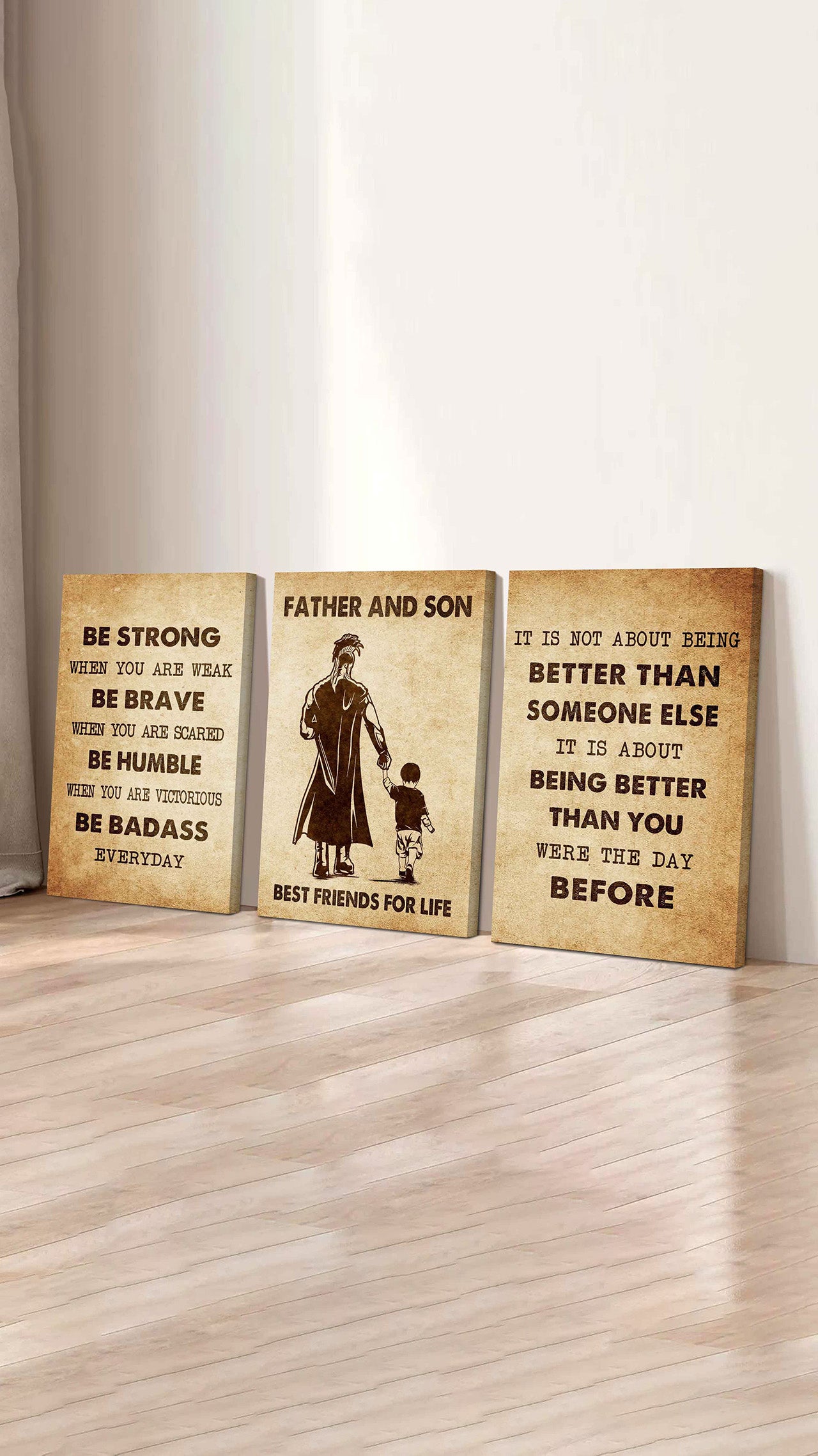 Combo 3 Biker Poster Canvas Be Strong When You Are Weak - It's Not About Being Better Than Someone Else It's About Being Better Than You Were The Day Before