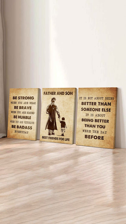 Combo 3 Biker Poster Canvas Be Strong When You Are Weak - It's Not About Being Better Than Someone Else It's About Being Better Than You Were The Day Before