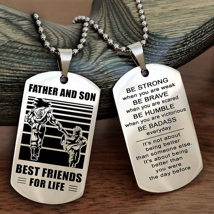 Cowboy Personalized Double Sided Dog Tag To My Son I Love You - Be Strong When You Are Weak Gift From Dad To Son
