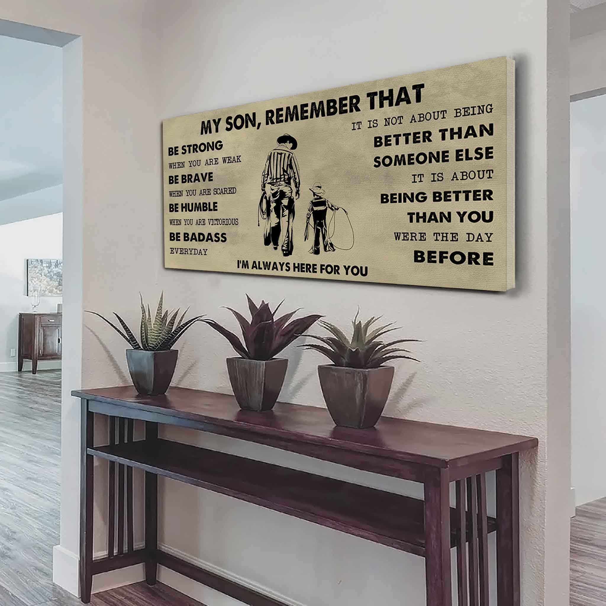 Personalized Sport Poster Canvas - My Son Remember That Be Strong When You Are Weak Be Badass Everyday
