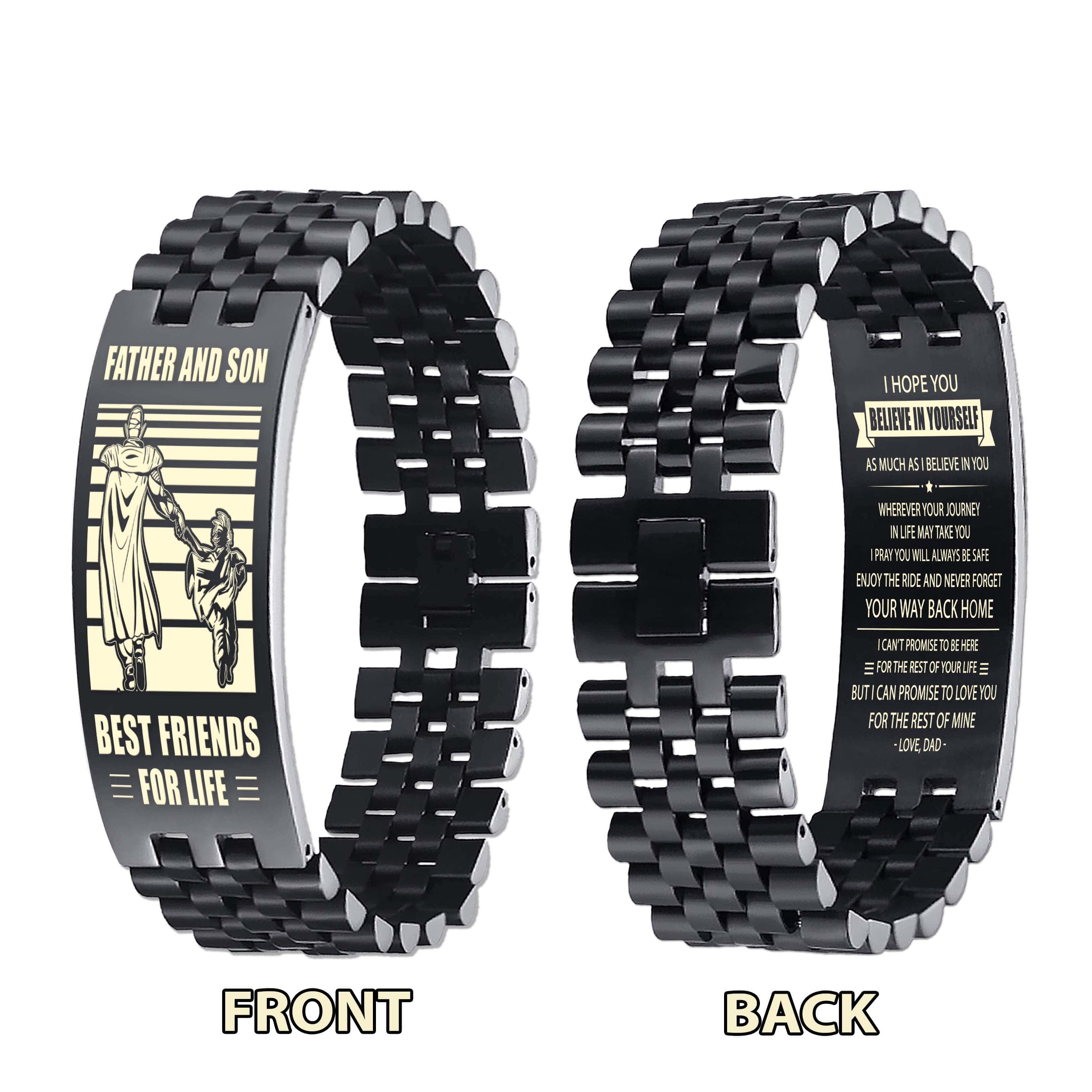 Viking WBH Personalized Double Sided Bracelet Father And Son Best Friends For Life - Message on the back side