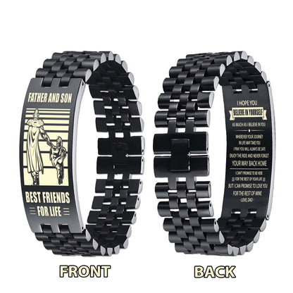 Viking ANT Personalized Double Sided Bracelet Father And Son Best Friends For Life - Message on the back side