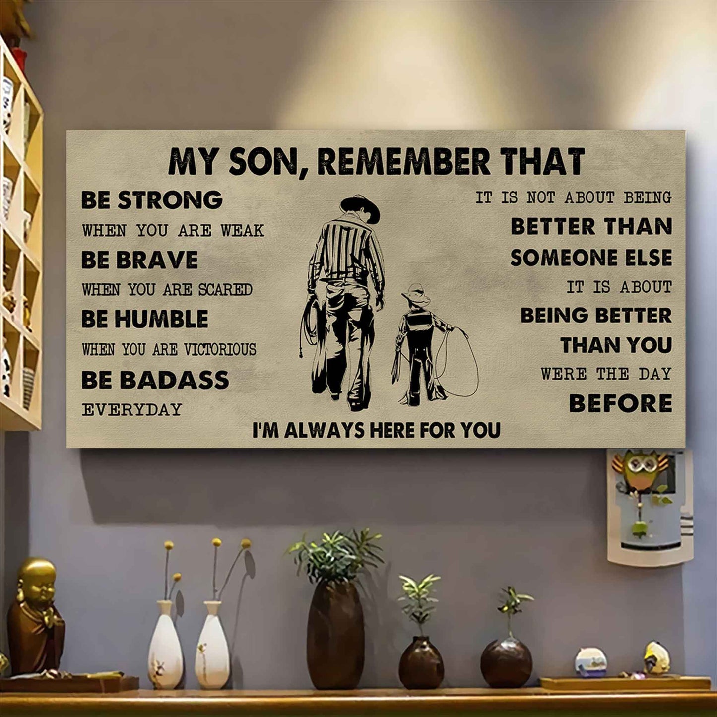Personalized Sport Poster Canvas - My Son Remember That Be Strong When You Are Weak Be Badass Everyday