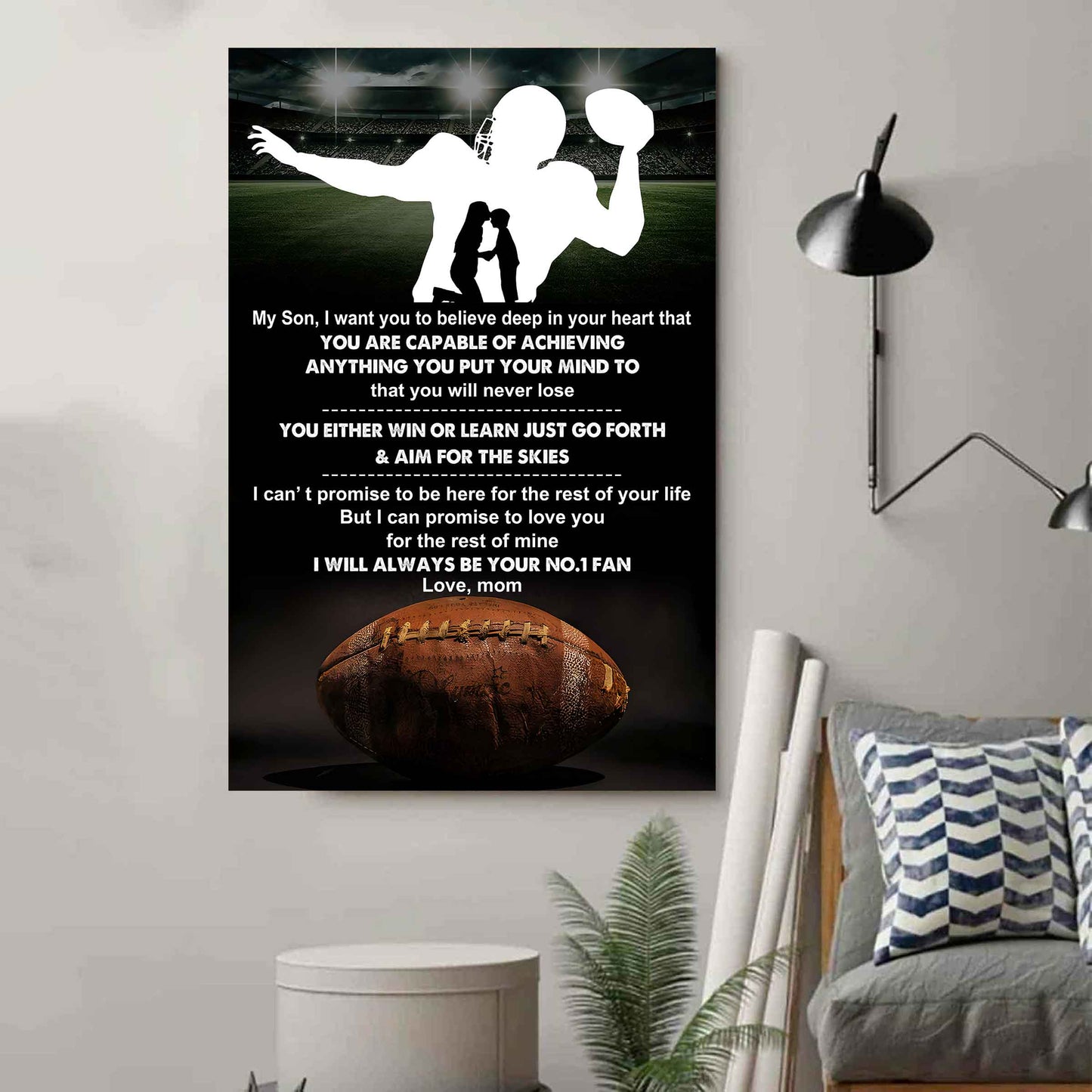 Baseball Poster Canvas Mom To Son - You Will Never Lose You Either Win Or Learn I Will Always Your No 1 Fan