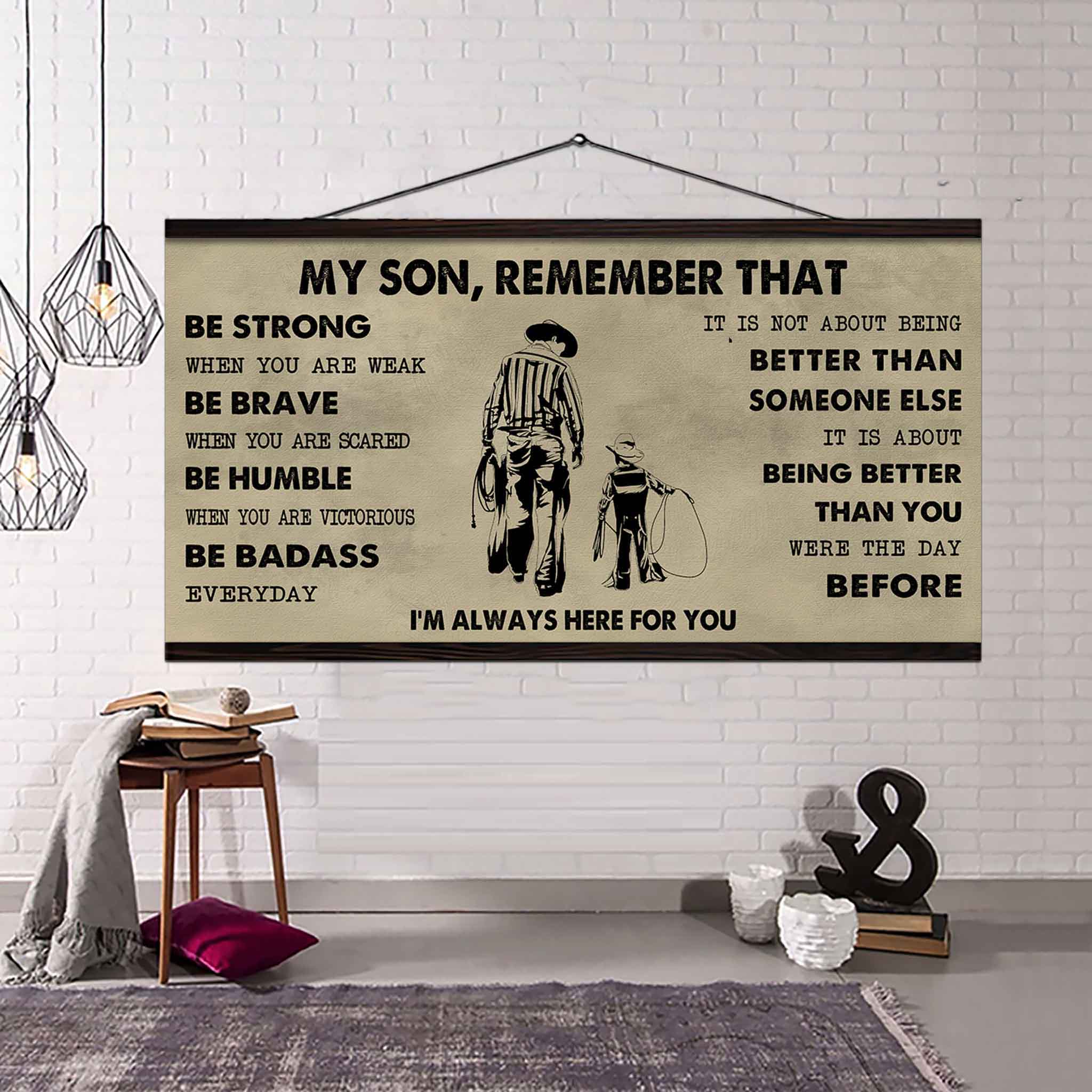 Personalized Sport Poster Canvas - My Son Remember That Be Strong When You Are Weak Be Badass Everyday