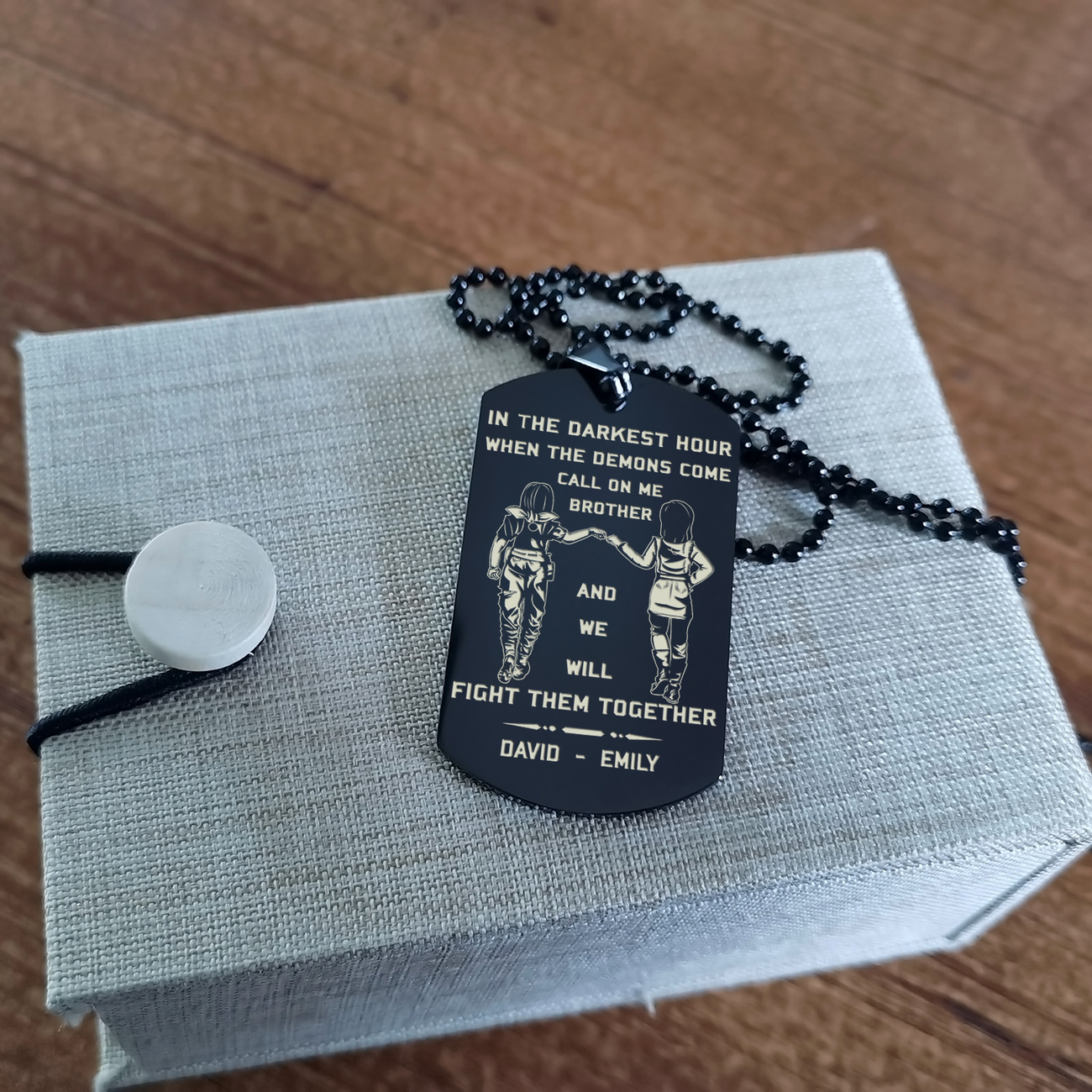 Ver3 Vikings customizable engraved black dog tag double sided gift from brother, brother forever