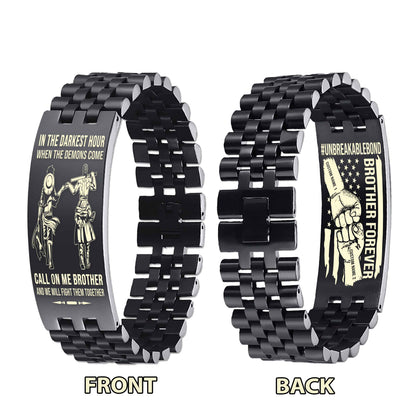 Warrior Customizable Engraved Double Sided Bracelet Unbreakable Bond Call On Me Brother And We Will Fight Them Together