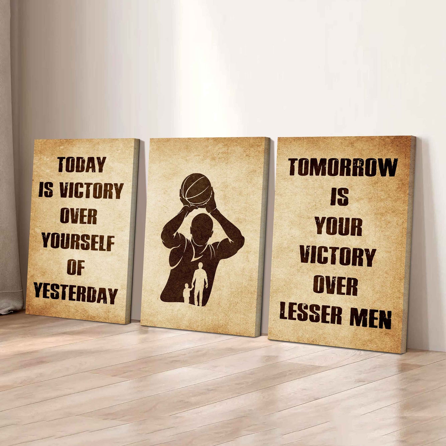 Combo 3 Warrior Canvas Poster Today Is Victory Over Yourself Of Yesterday Tomorrow Is Your Victory Over Lesser Men