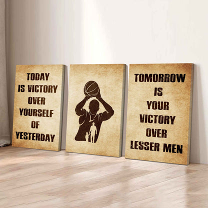 Combo 3 Warrior Canvas Poster Today Is Victory Over Yourself Of Yesterday Tomorrow Is Your Victory Over Lesser Men