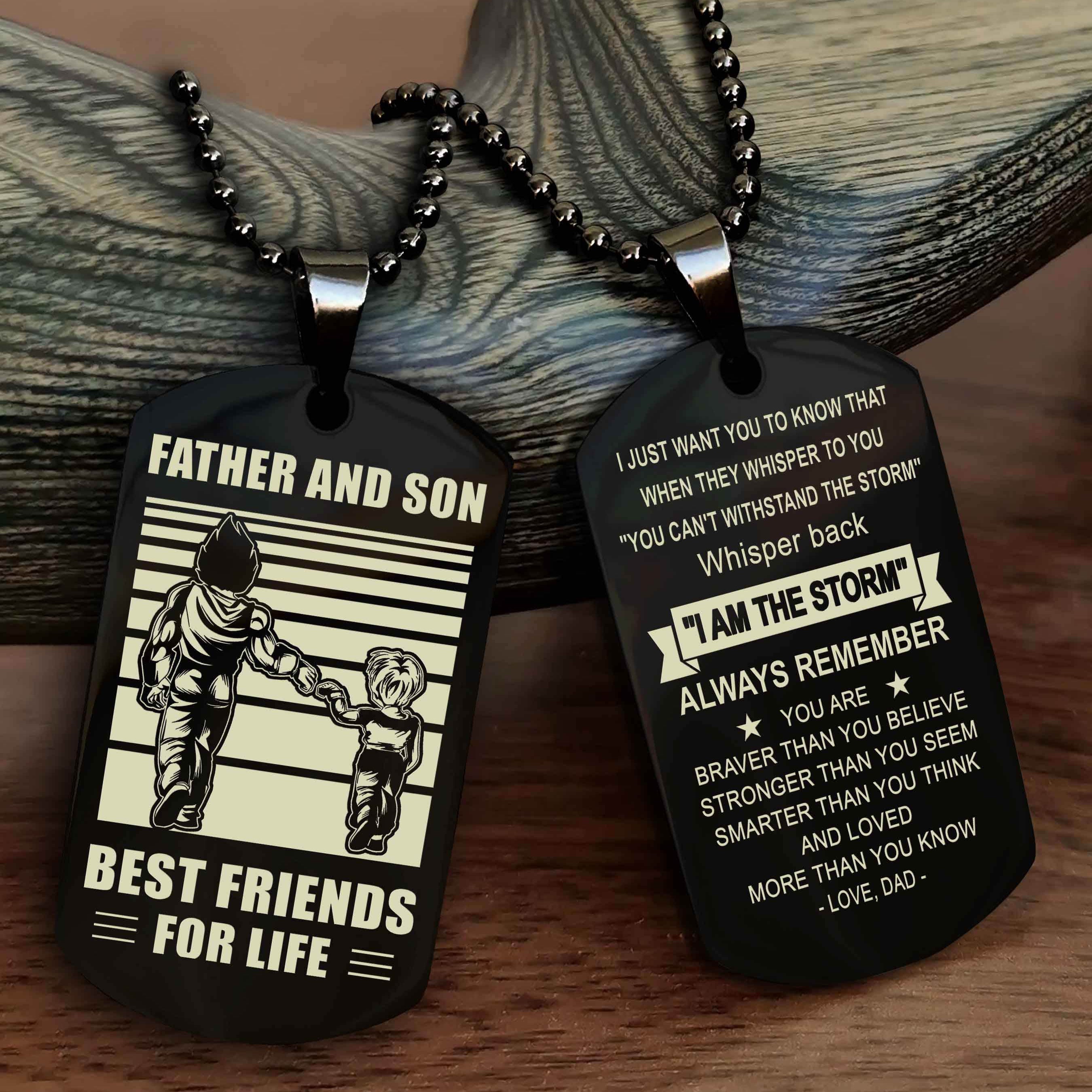 Cowboy Personalized Double Sided Dog Tag To My Son I Love You - Whisper Back I'm The Storm