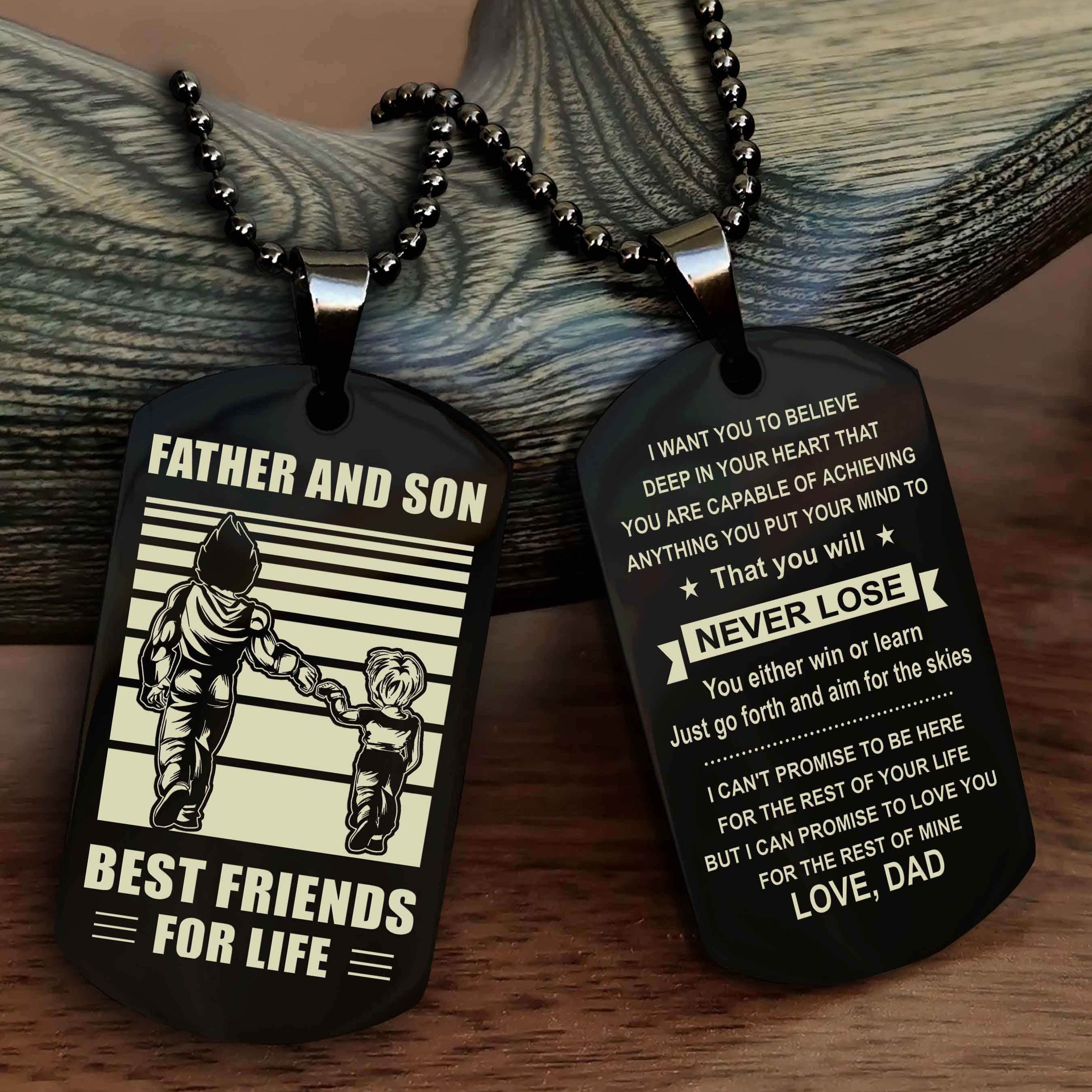 Cowboy Personalized Double Sided Dog Tag To My Son I Love You - You Will Never Lose You Either Win Or Learn From Dad To Son