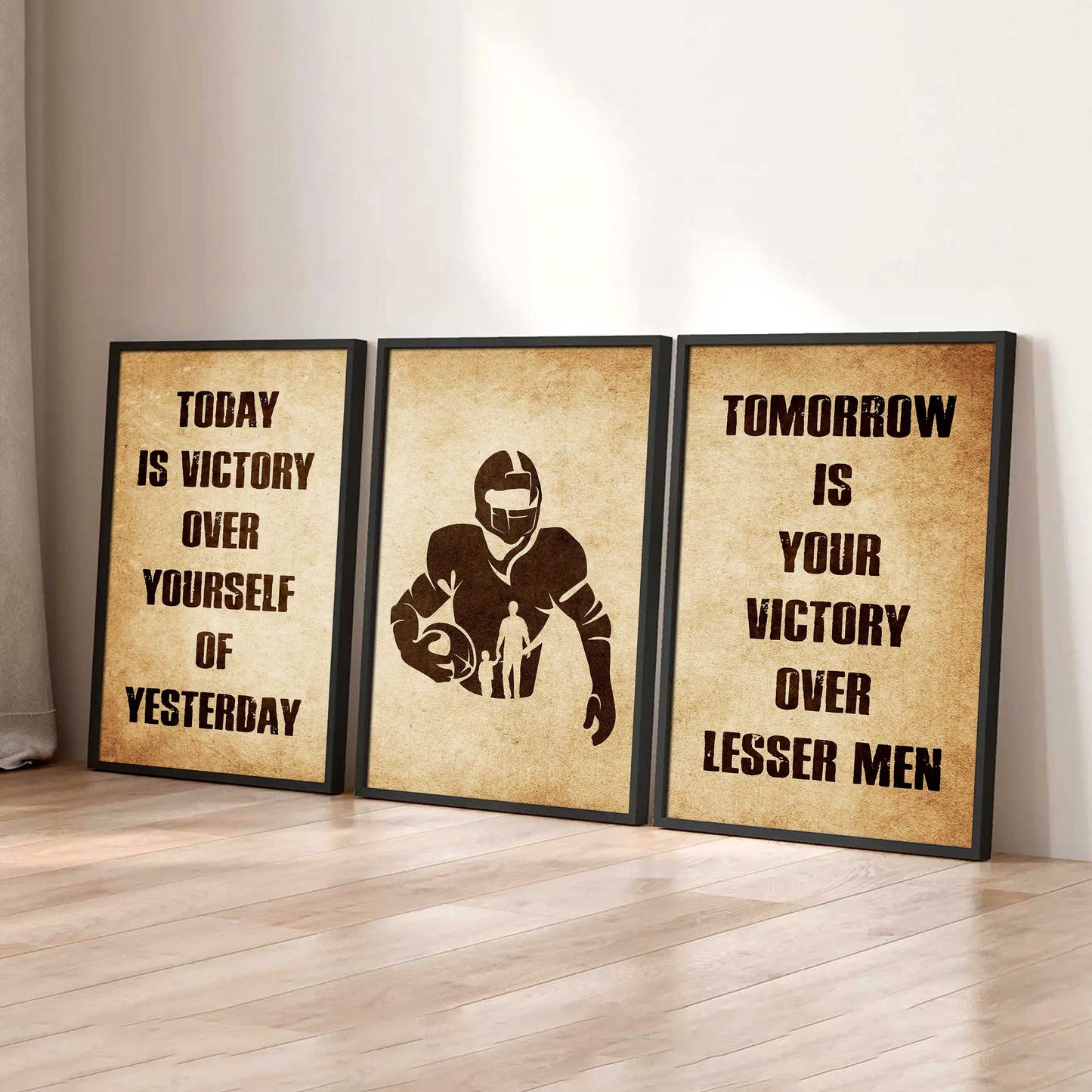 Combo 3 Warrior Canvas Poster Today Is Victory Over Yourself Of Yesterday Tomorrow Is Your Victory Over Lesser Men