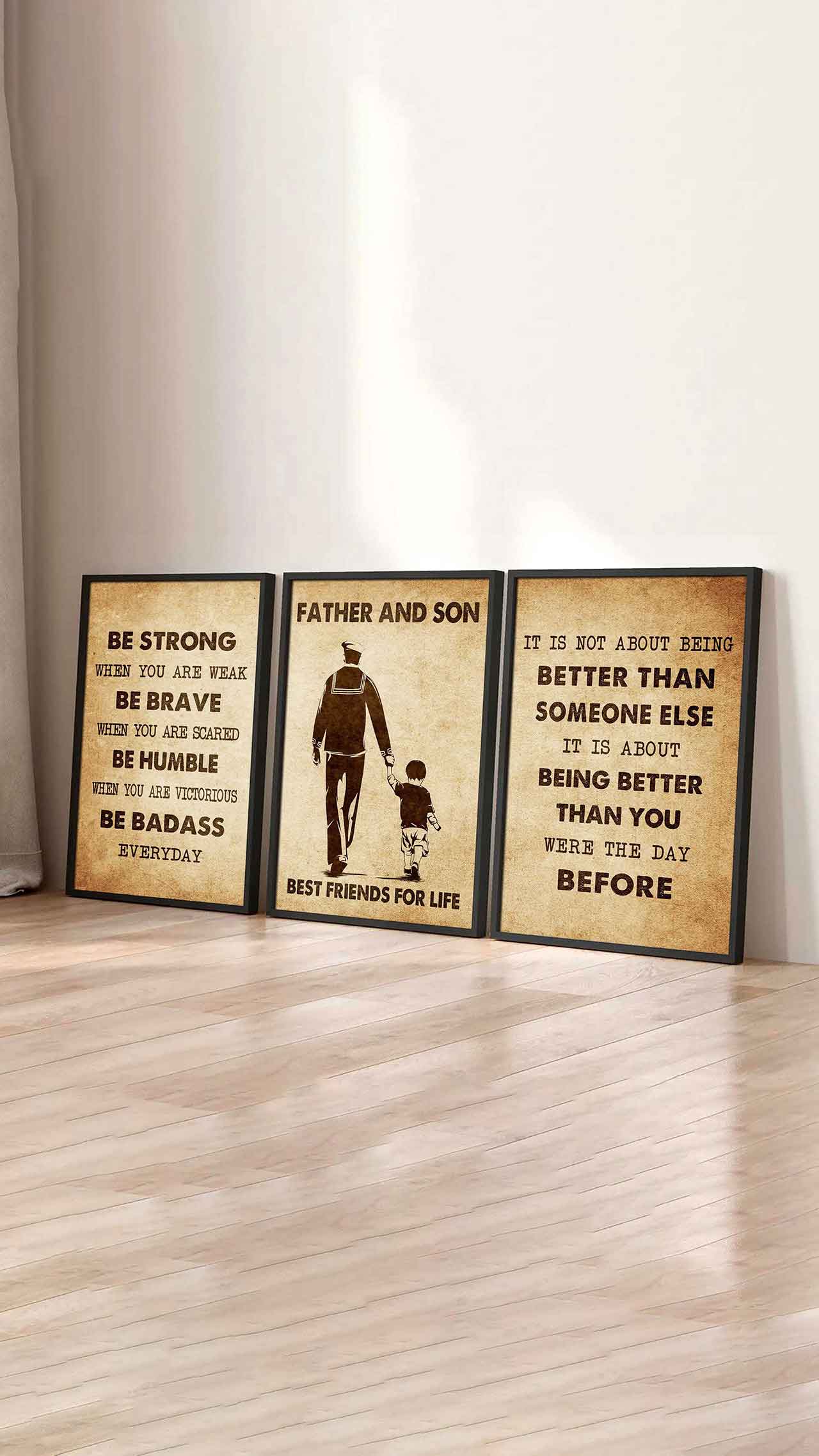 Combo 3 Biker Poster Canvas Be Strong When You Are Weak - It's Not About Being Better Than Someone Else It's About Being Better Than You Were The Day Before