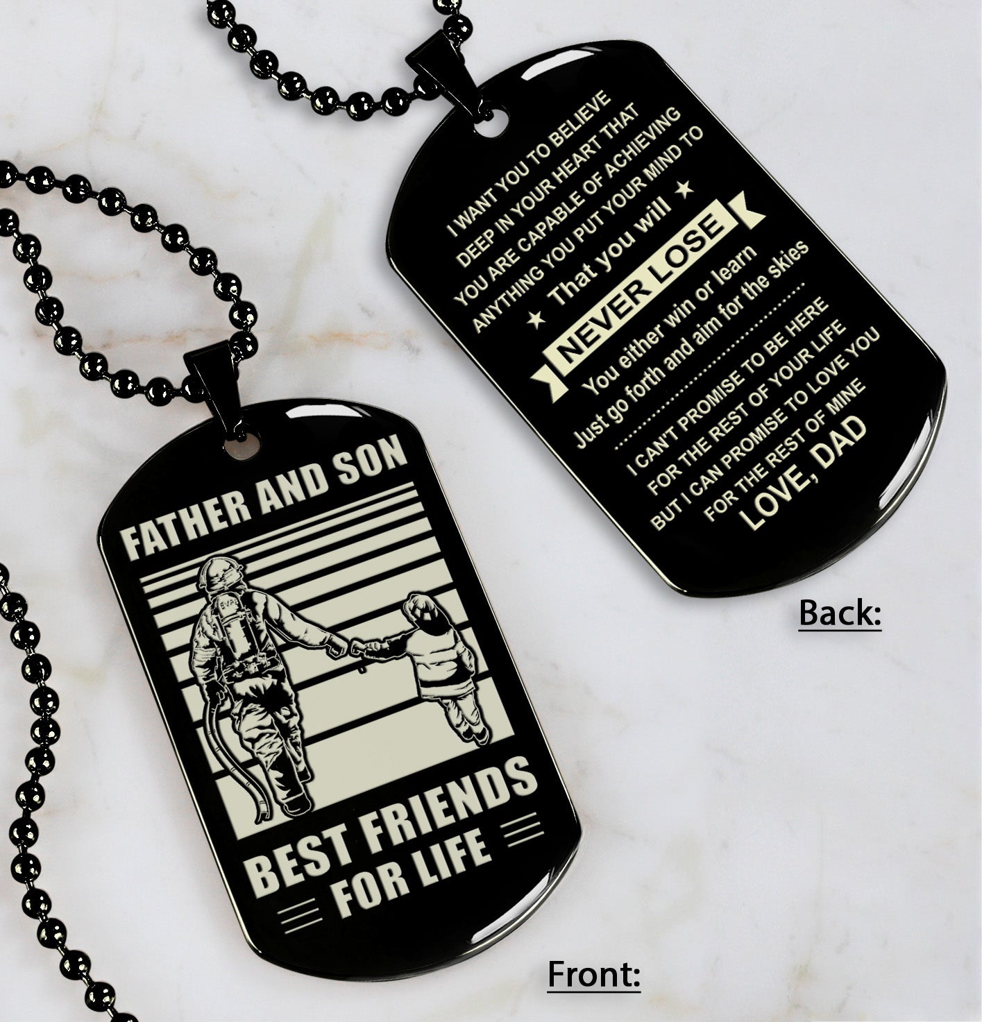 GNVL Personalized Double Sided Dog Tag Father And Son Best Friends For Life - Message on the back side