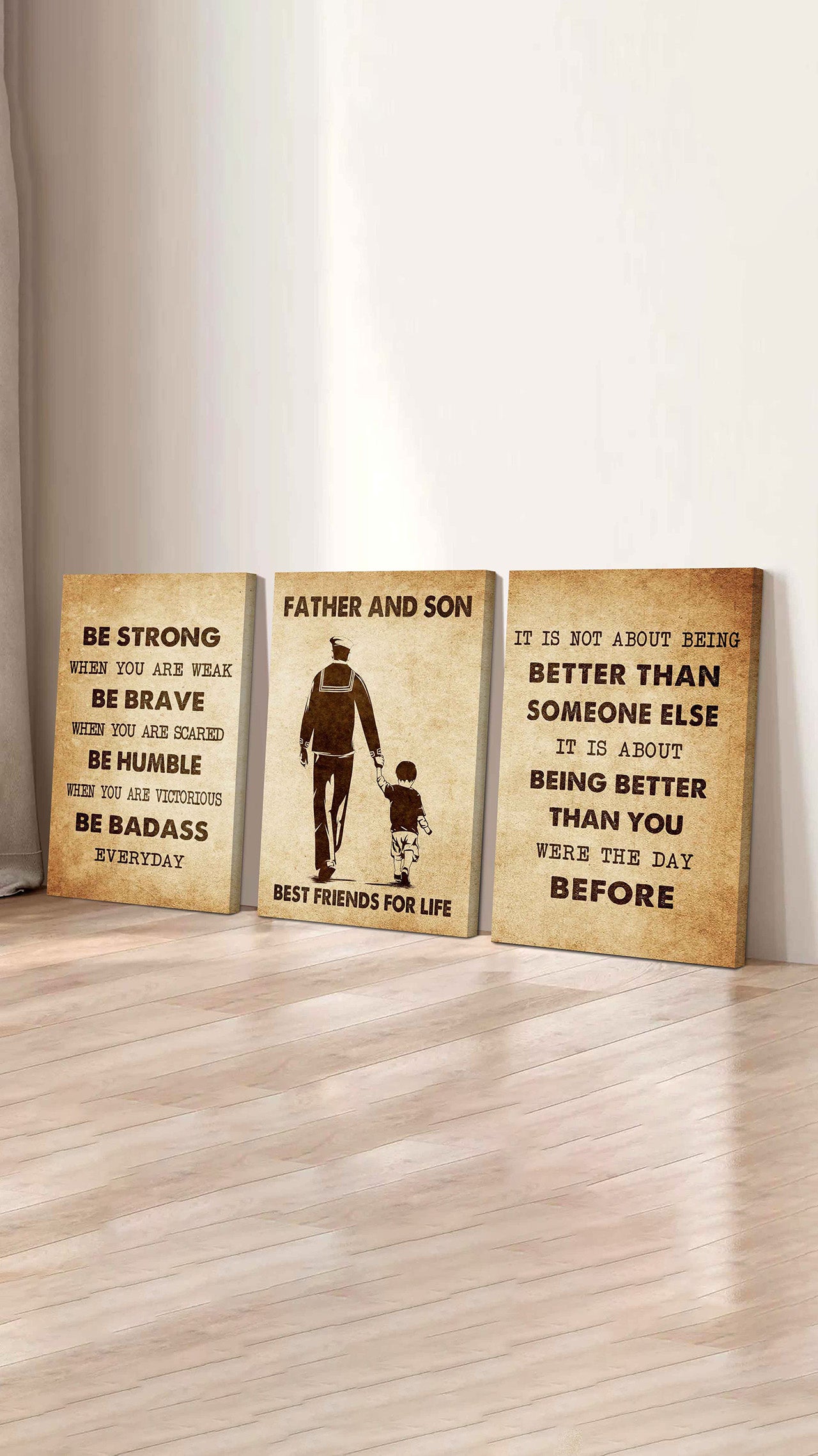 Combo 3 Biker Poster Canvas Be Strong When You Are Weak - It's Not About Being Better Than Someone Else It's About Being Better Than You Were The Day Before