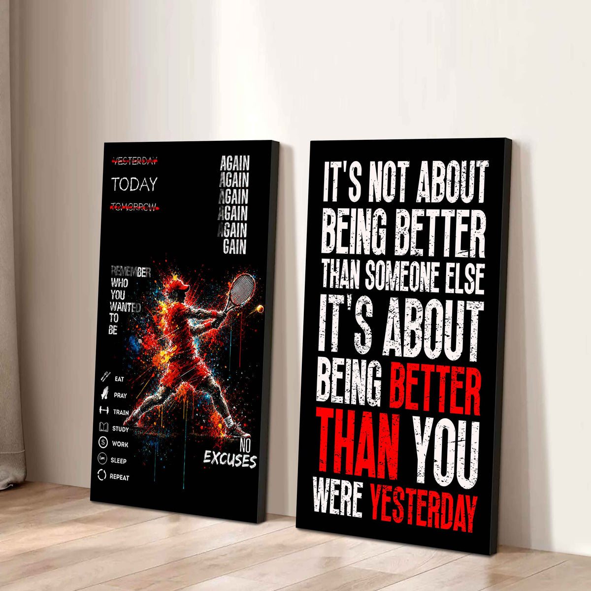 It's About Being Better Than You Were The Day Before Canvas Set Ready To Hang Gift For Your Son Your Friend