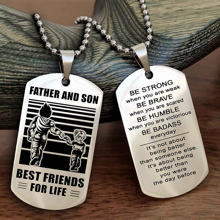 Cowboy Personalized Double Sided Dog Tag To My Son I Love You - Be Strong When You Are Weak Gift From Dad To Son