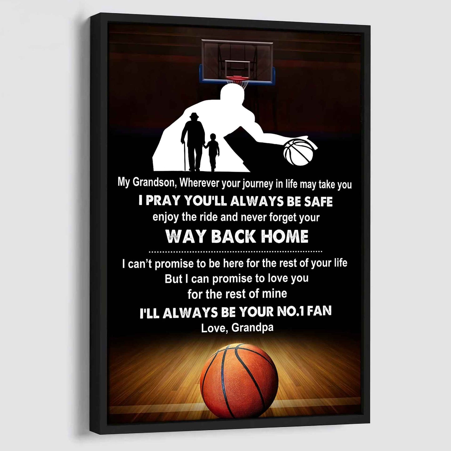 Baseball Poster Canvas Grandpa To Grandson - Never Forget Your Way Back Home I Will Always Your No 1 Fan